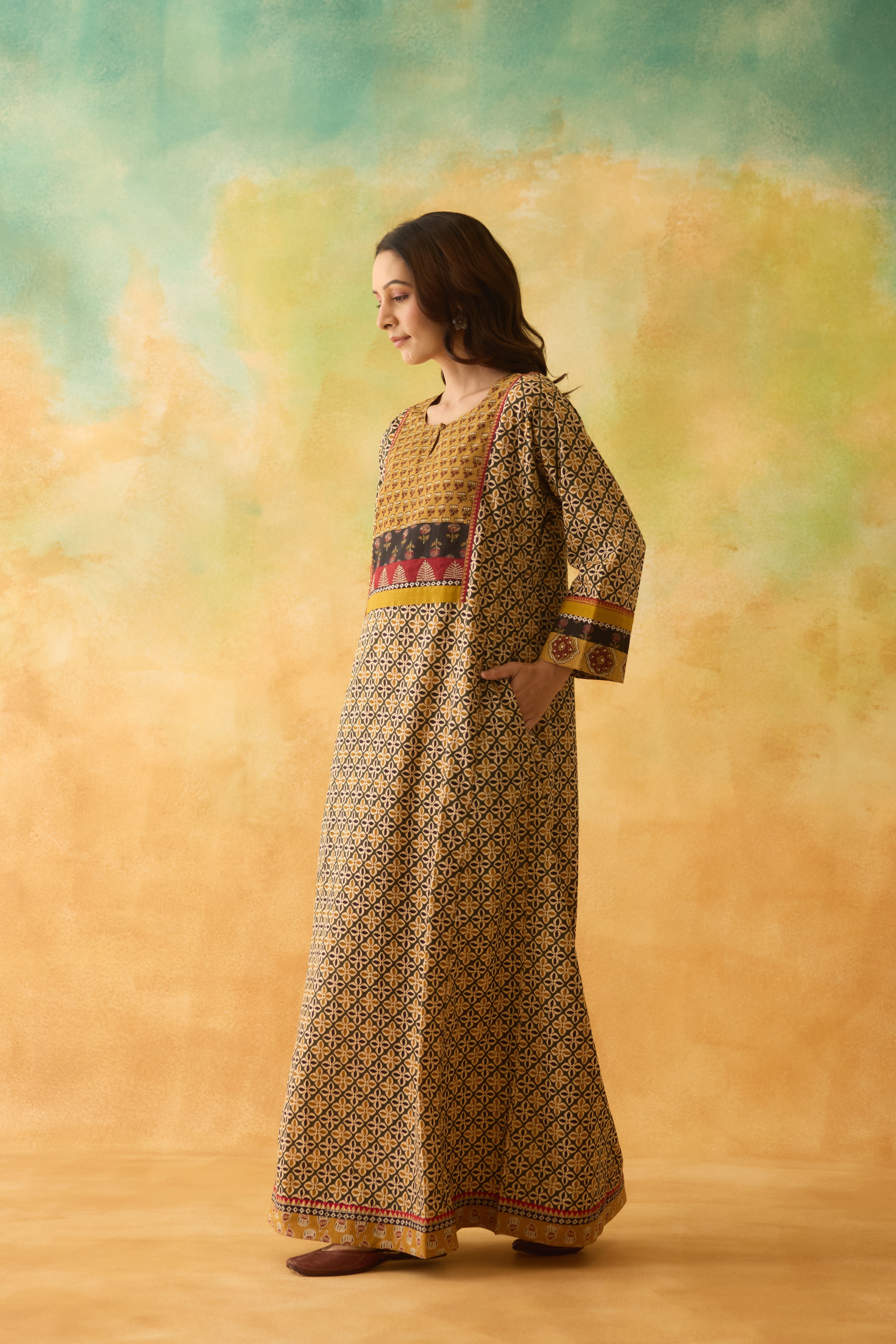 Rozana Caftan Green Mustard (10003817627947)