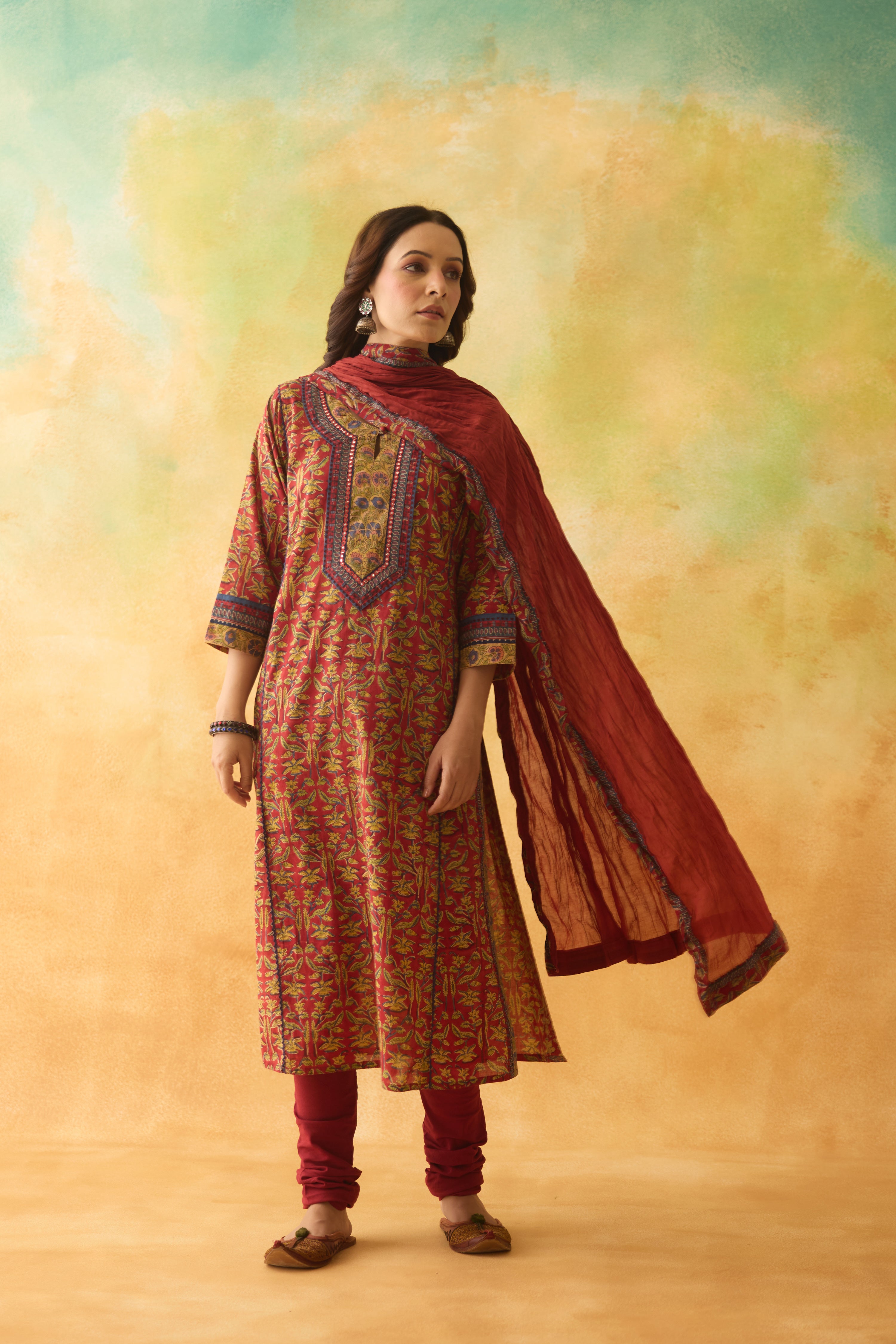 Rozana Kurta Red Green (10009532301611)