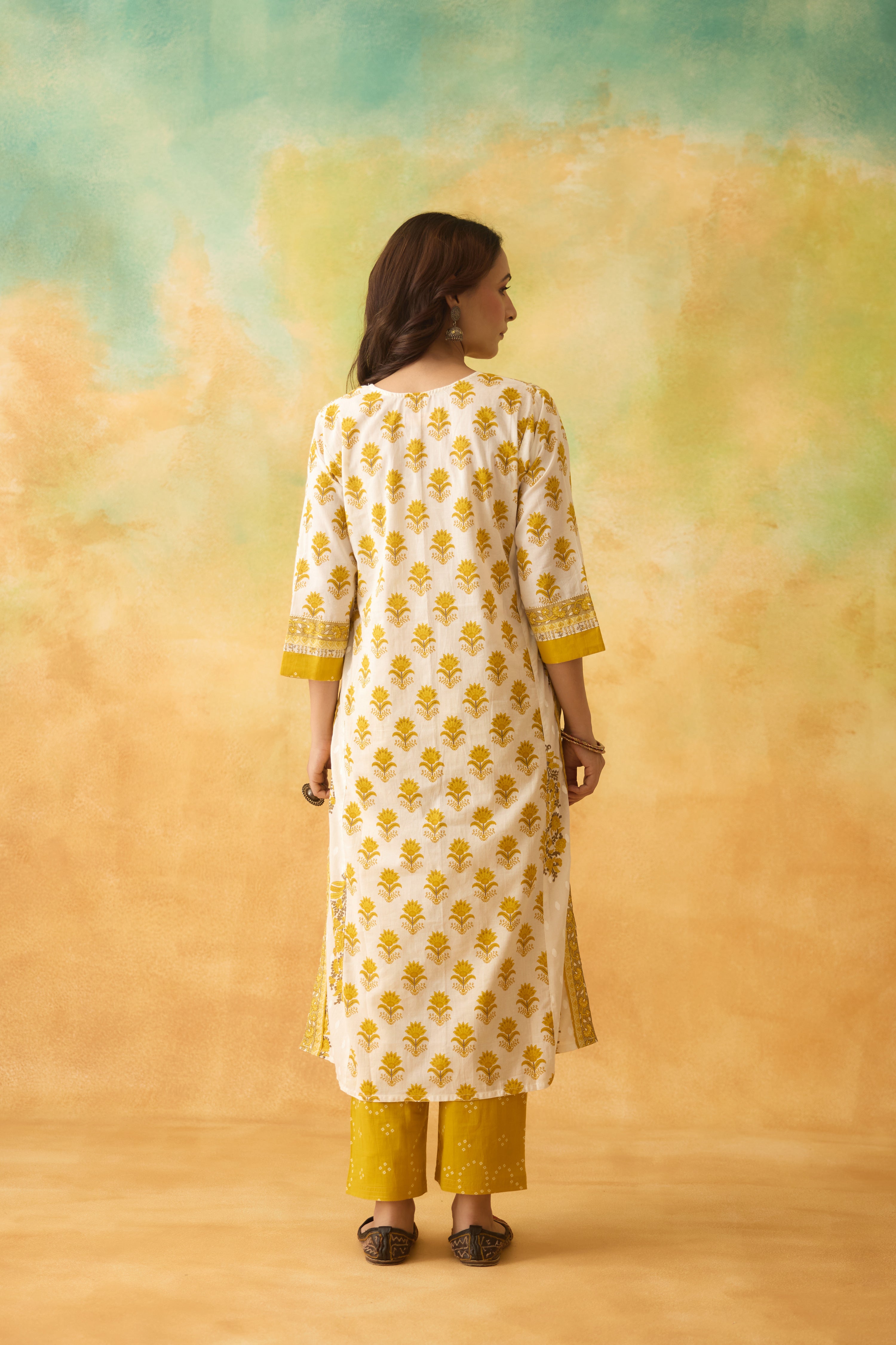 Rozana Kurta White Yellow (10005038858539)