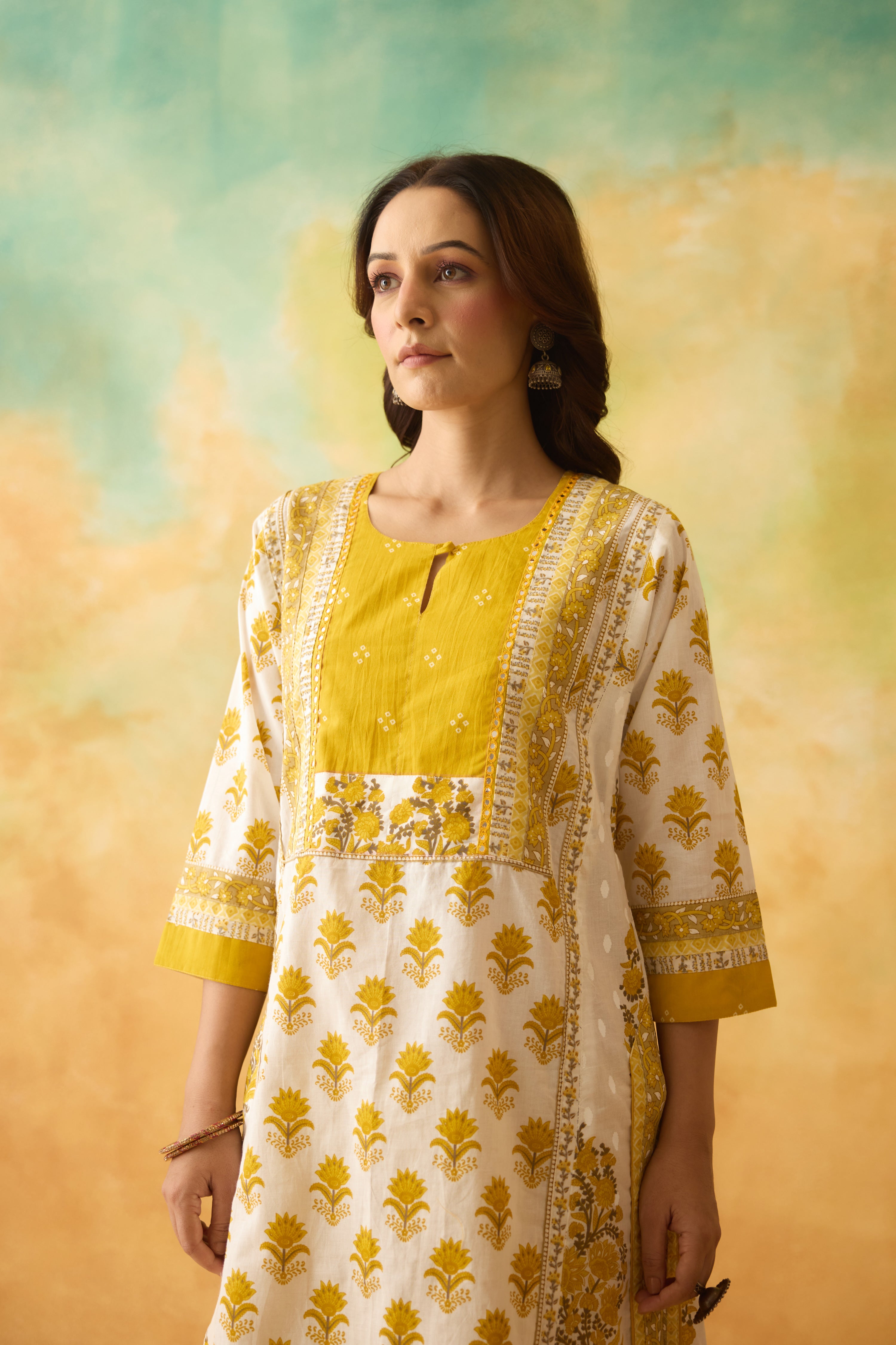 Rozana Kurta White Yellow (10005038858539)
