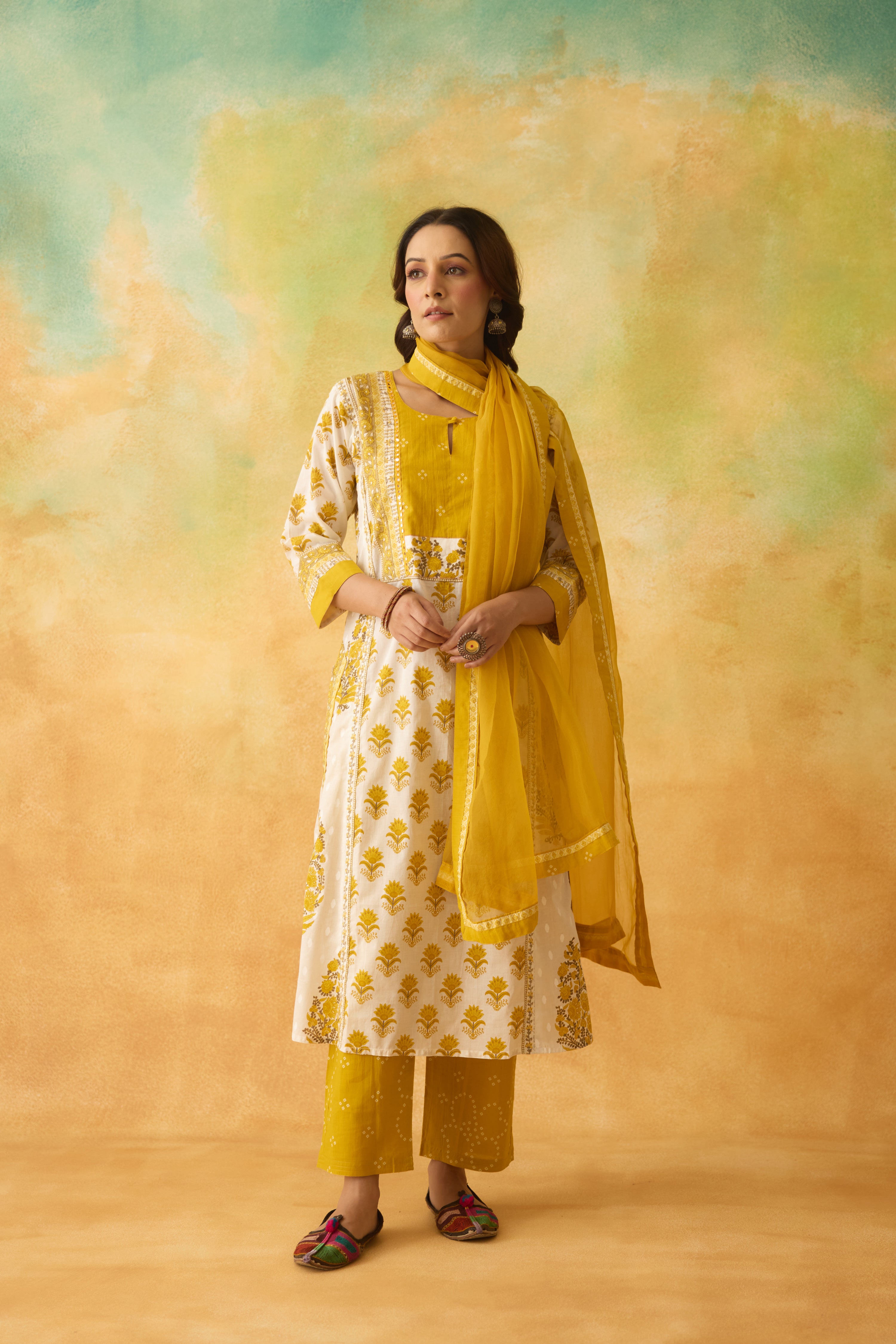 Rozana Kurta White Yellow (10005038858539)