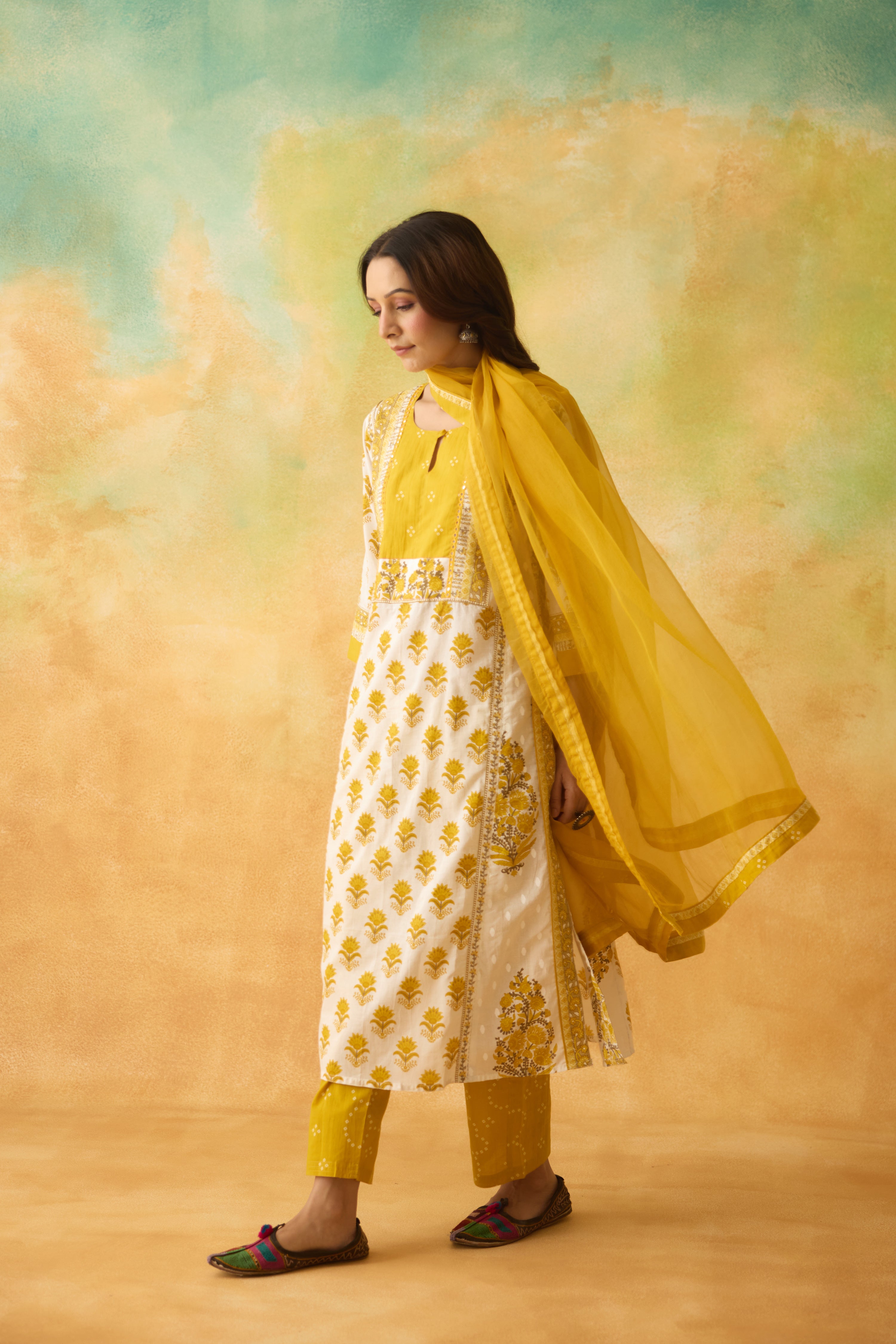 Rozana Kurta White Yellow (10005038858539)