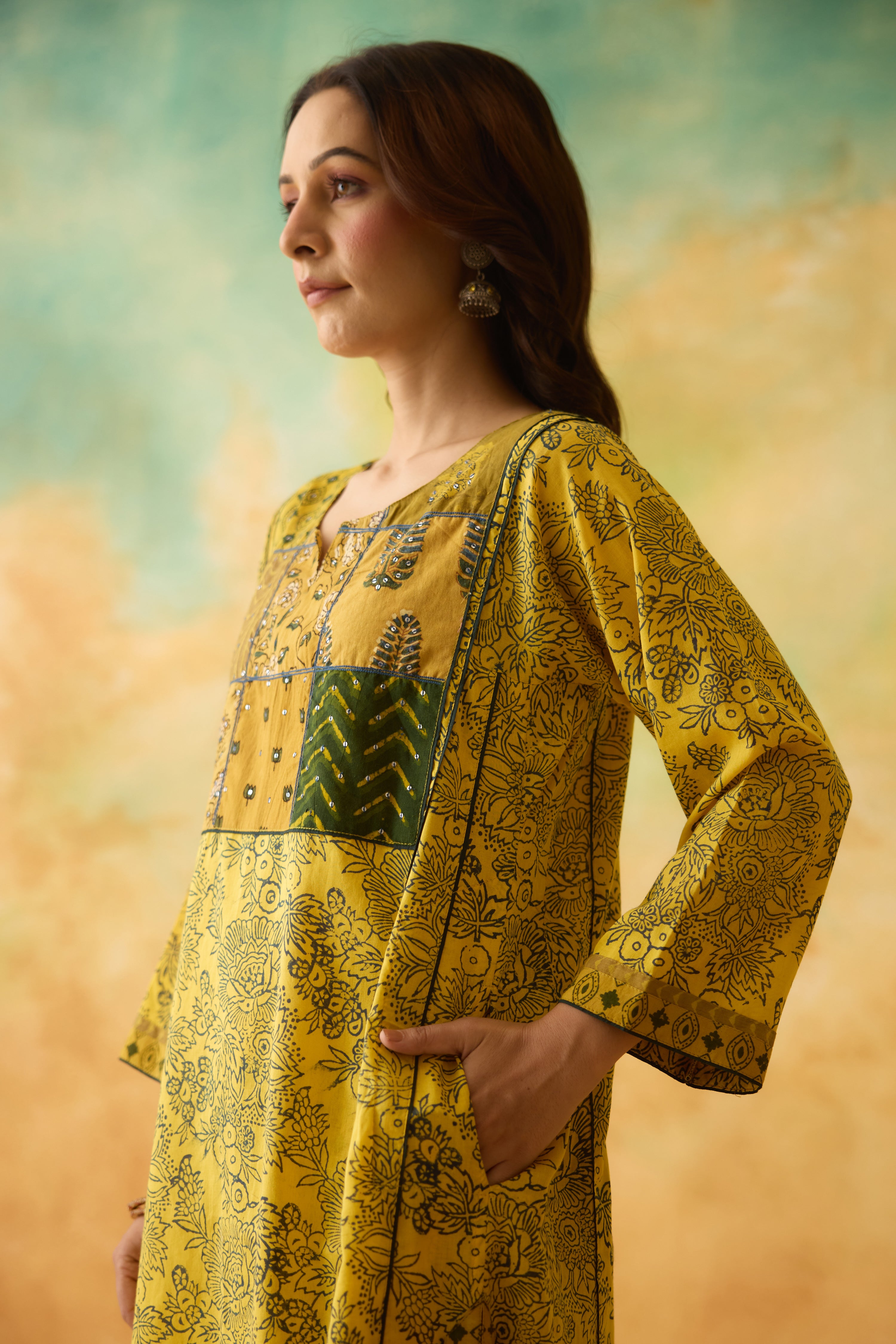 Tulsi Kurta Yellow Green (10003064357163)