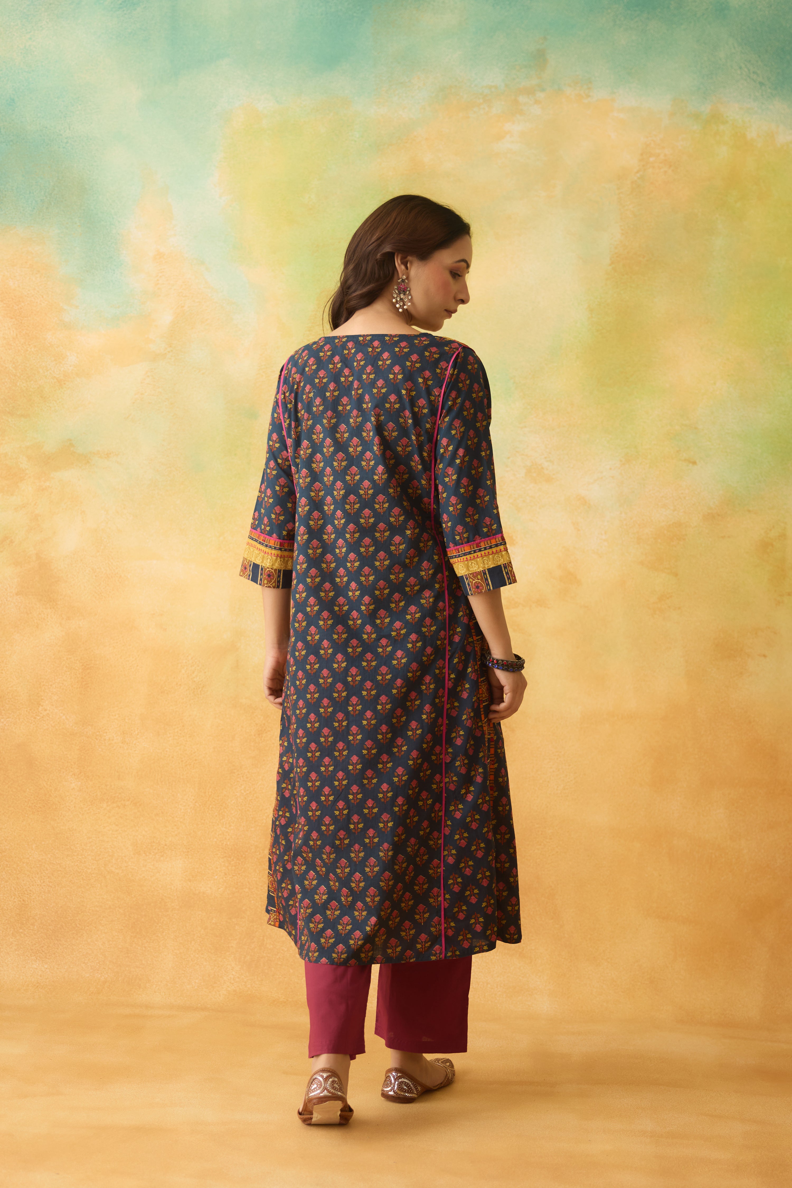 Rozana Kurta Dark Blue Pink (10009819971883)