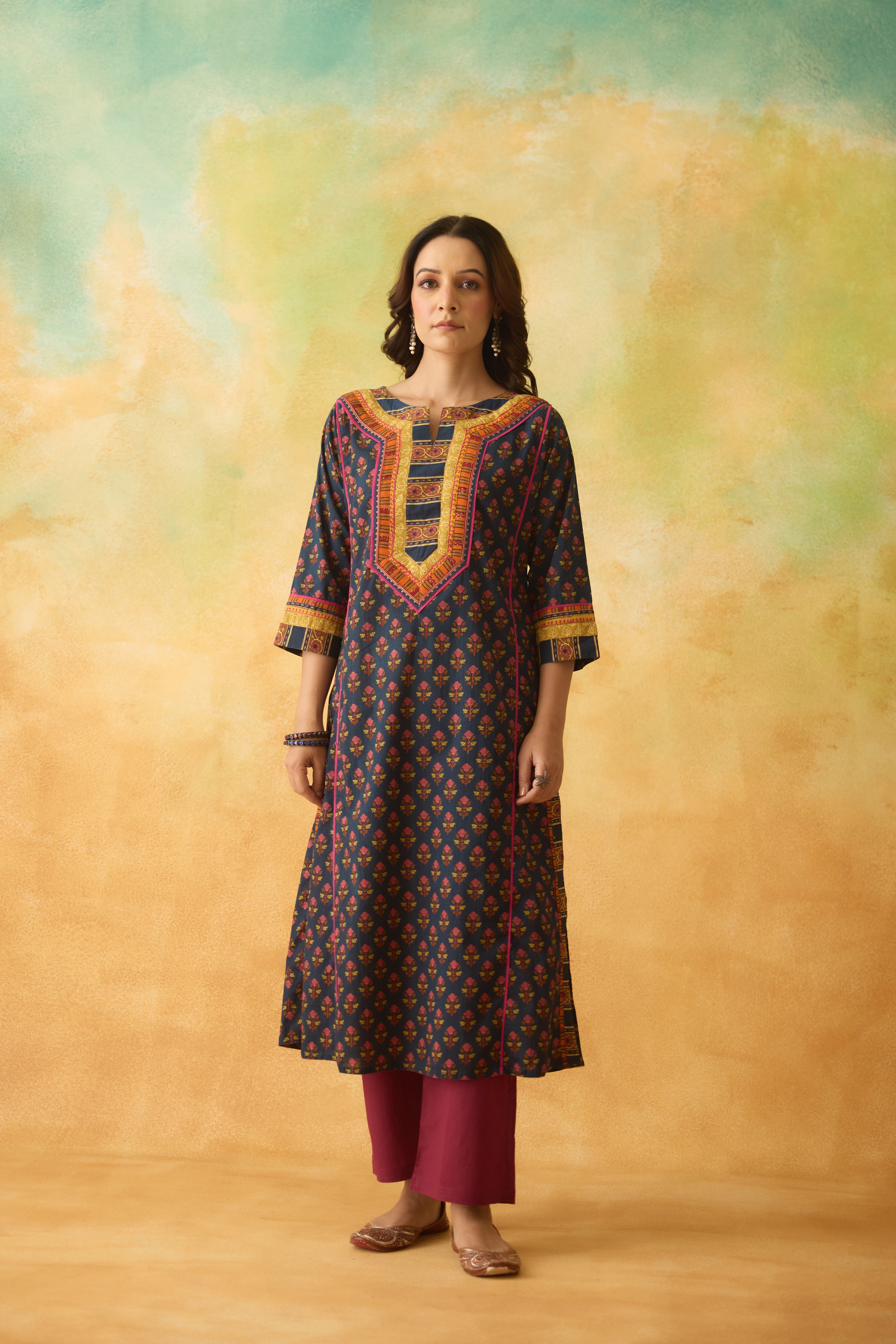 Rozana Kurta Dark Blue Pink (10009819971883)