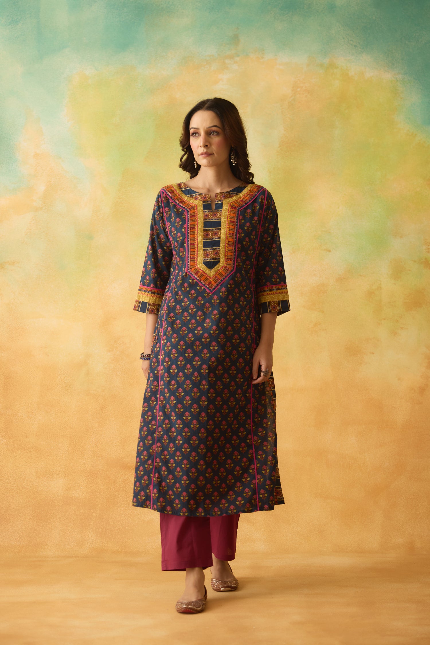 Rozana Kurta Dark Blue Pink (10009819971883)