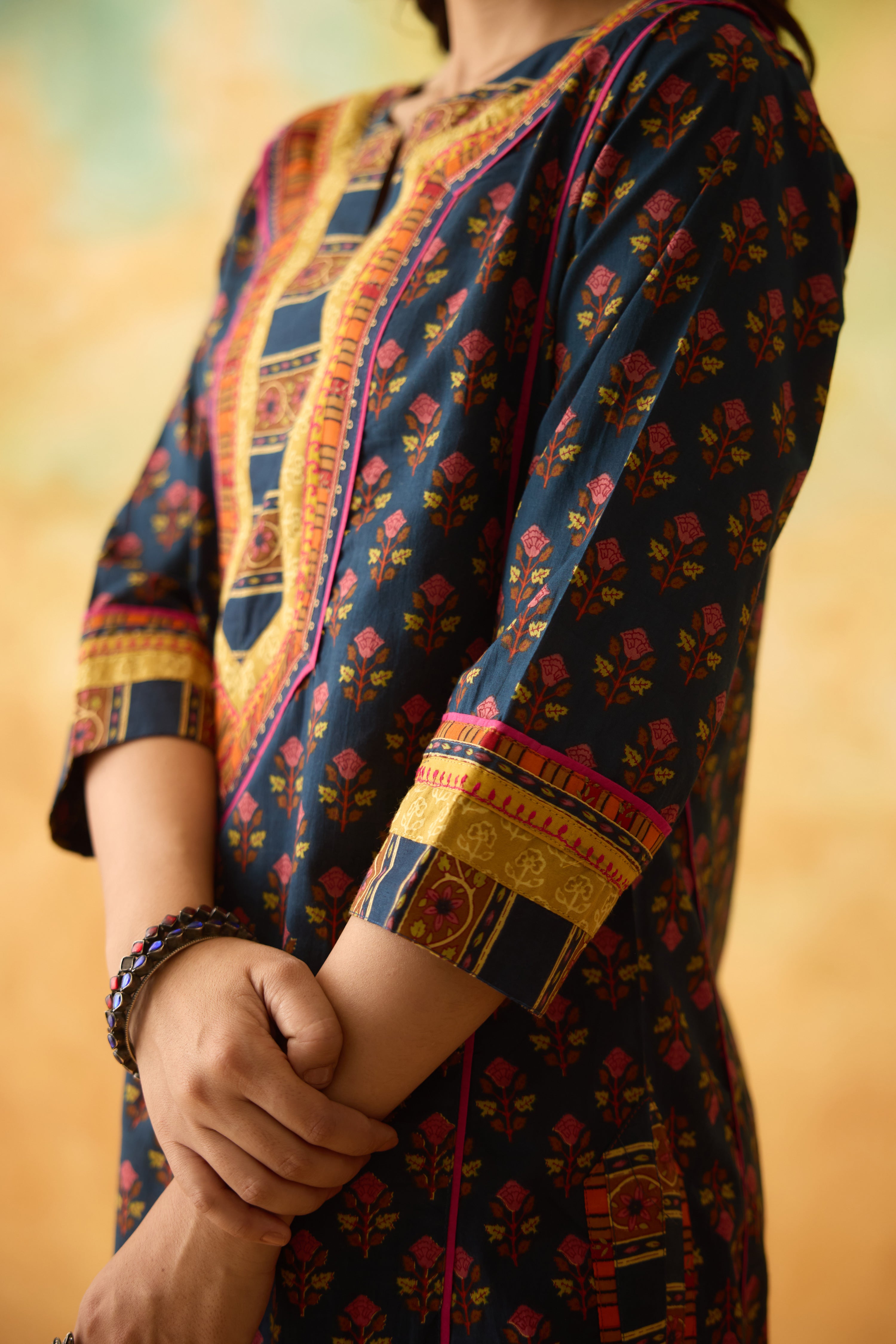 Rozana Kurta Dark Blue Pink (10009819971883)