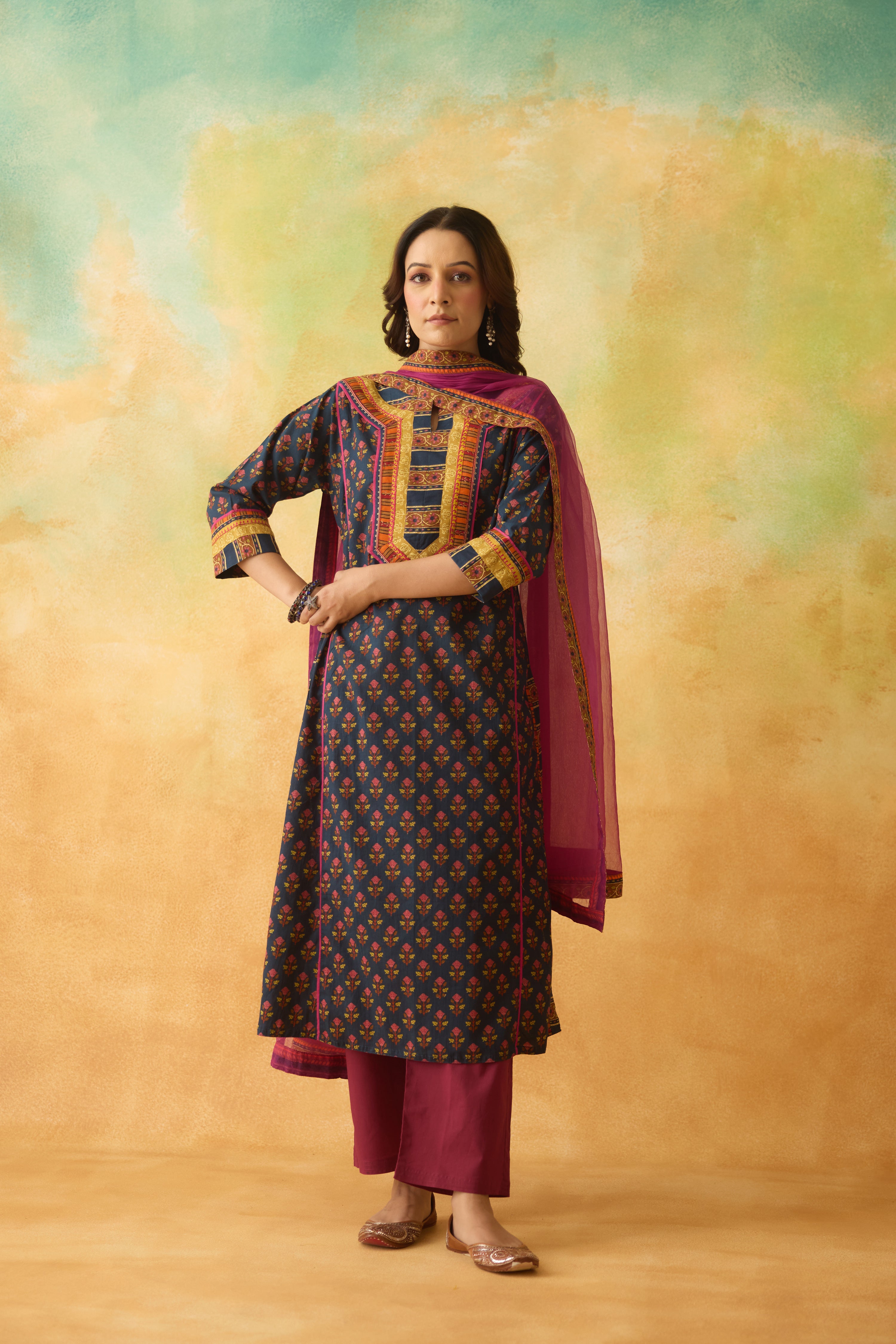 Rozana Kurta Dark Blue Pink (10009819971883)