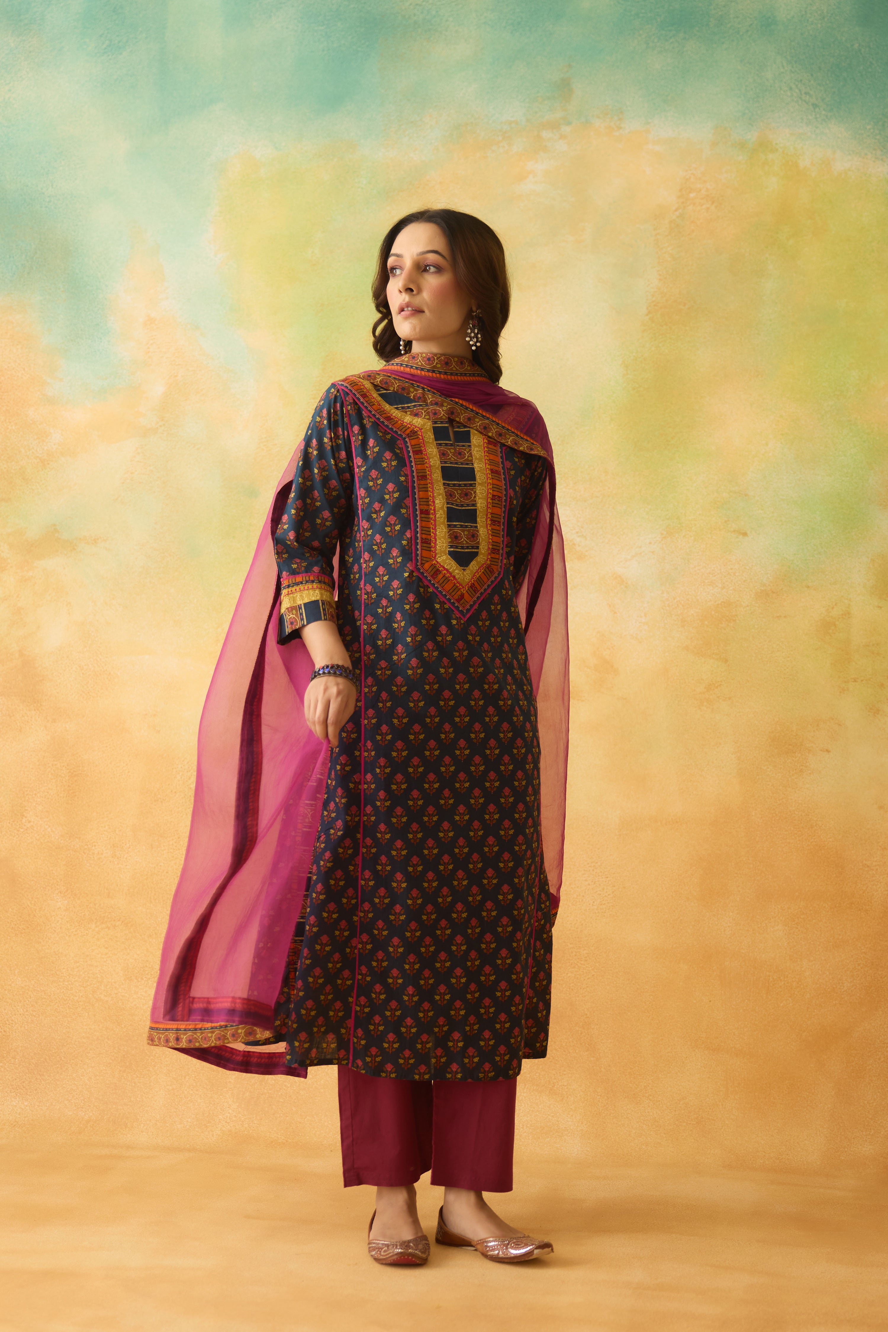 Rozana Kurta Dark Blue Pink (10009819971883)