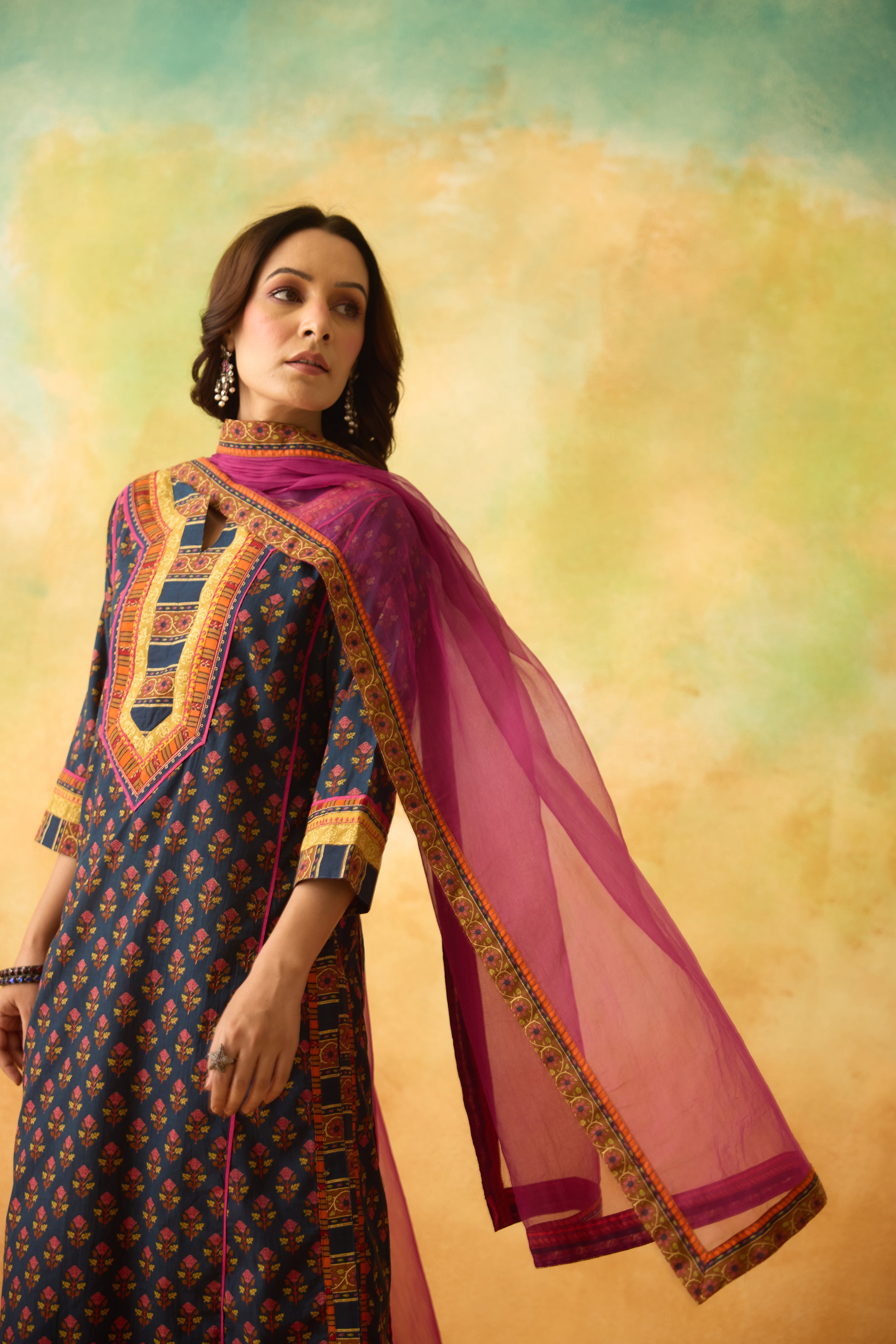 Rozana Kurta Dark Blue Pink (10009819971883)