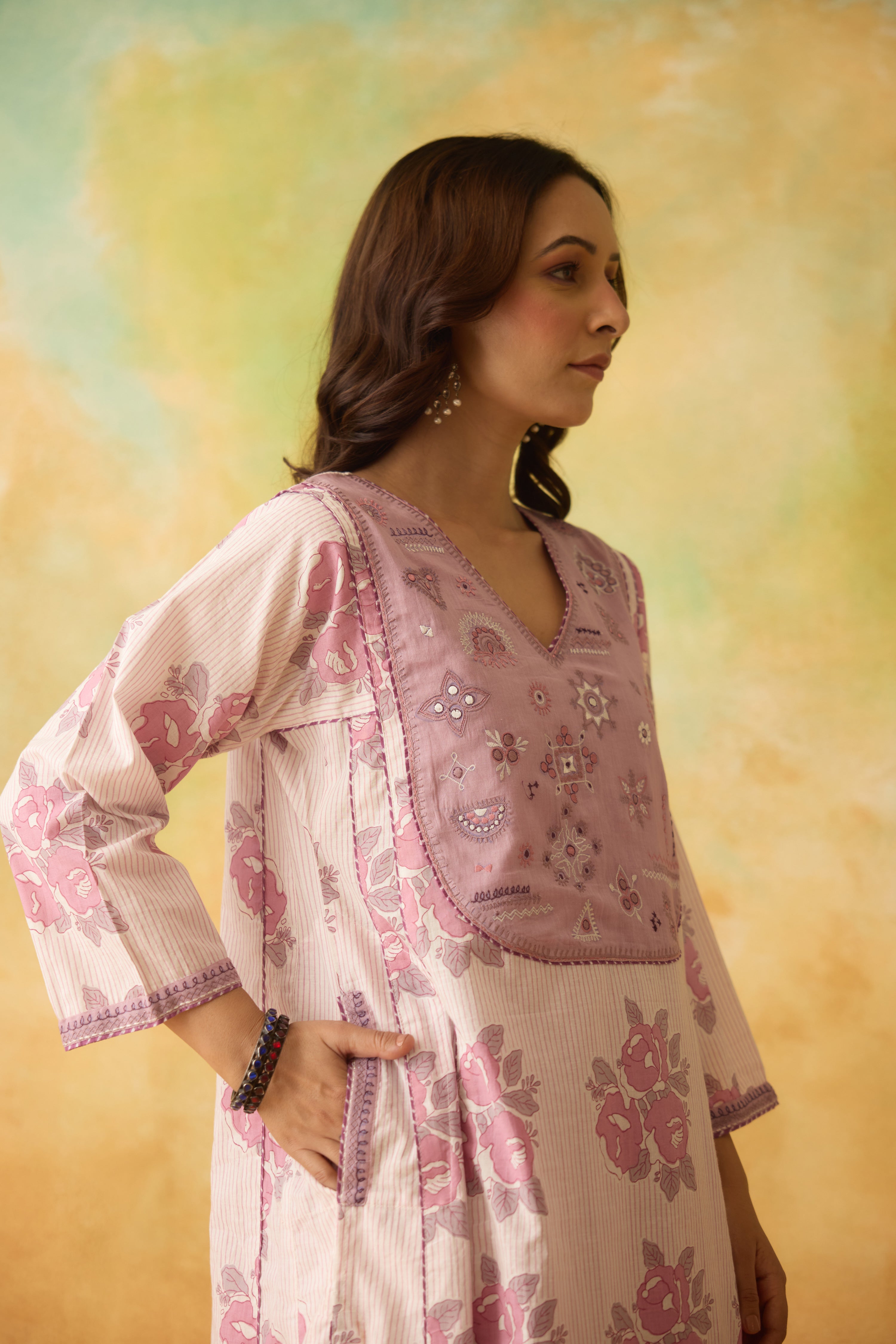 Tulsi Kurta White Mauve (10001743282475)