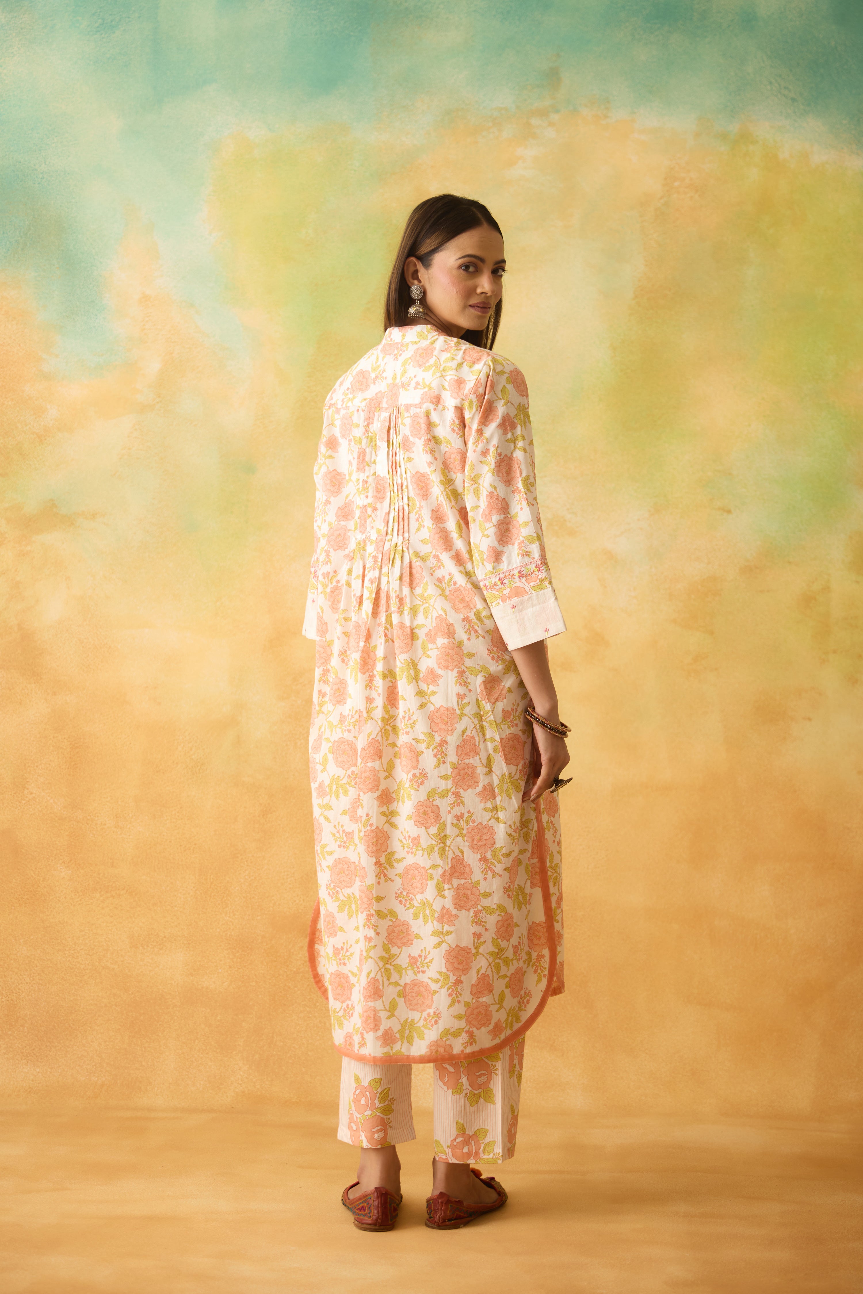 Meher Kurta White Peach (10001699143979)