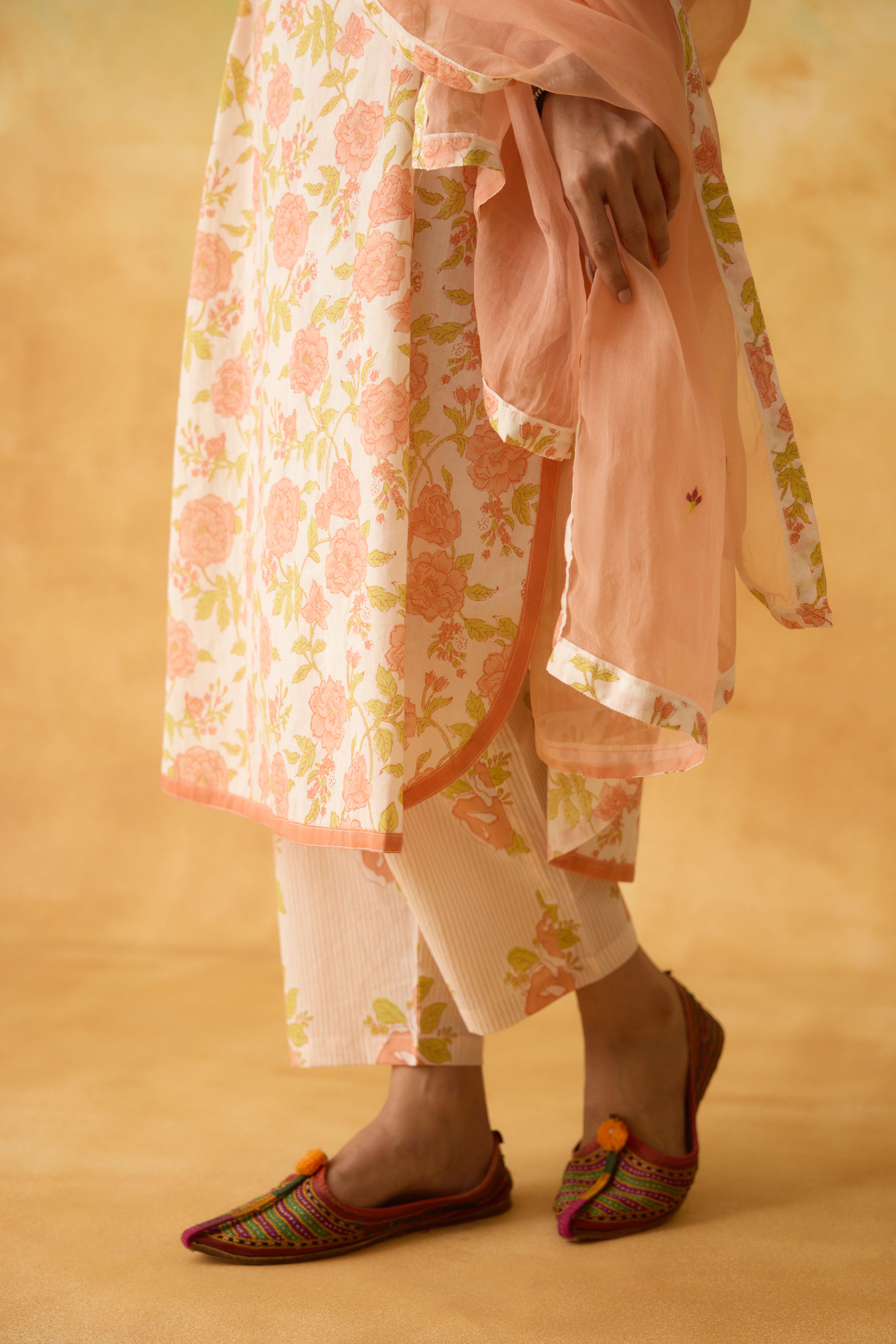 Meher Pant White Peach (10001703272747)