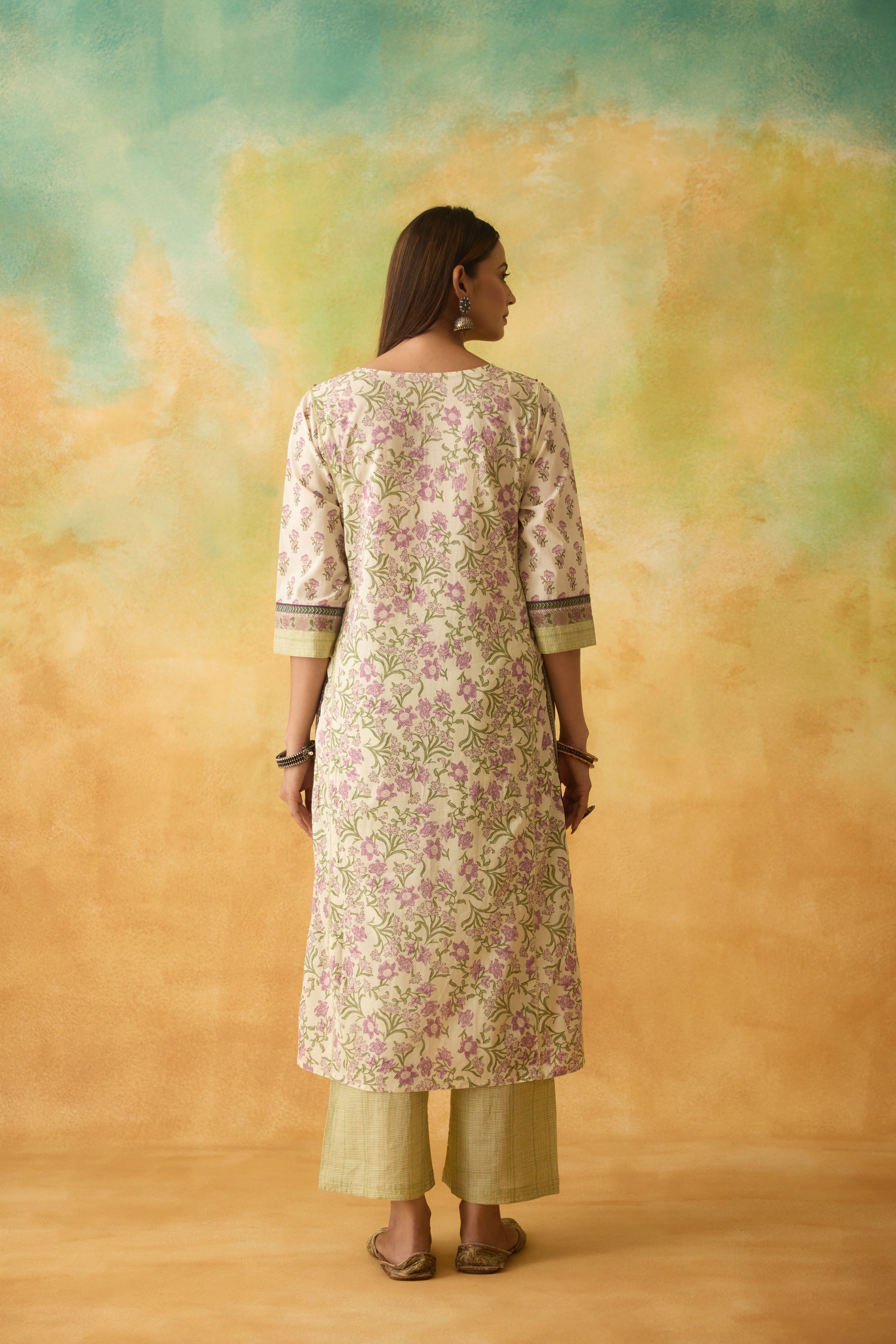 Rozana Kurta Off White Mauve (10005150171435)