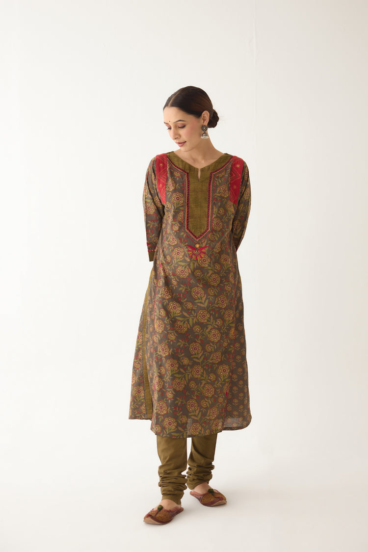 Adara Kurta Green/ Beige (Set of 3) (9996722864427)