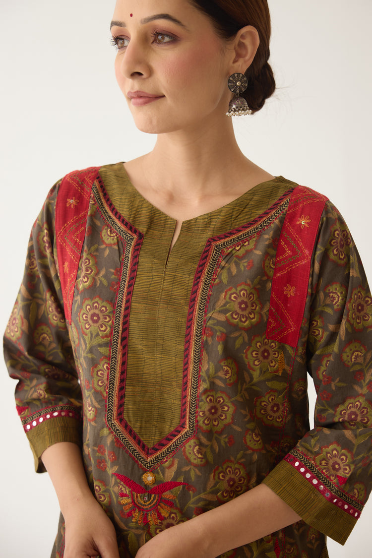 Adara Kurta Green/ Beige (Set of 3) (9996722864427)