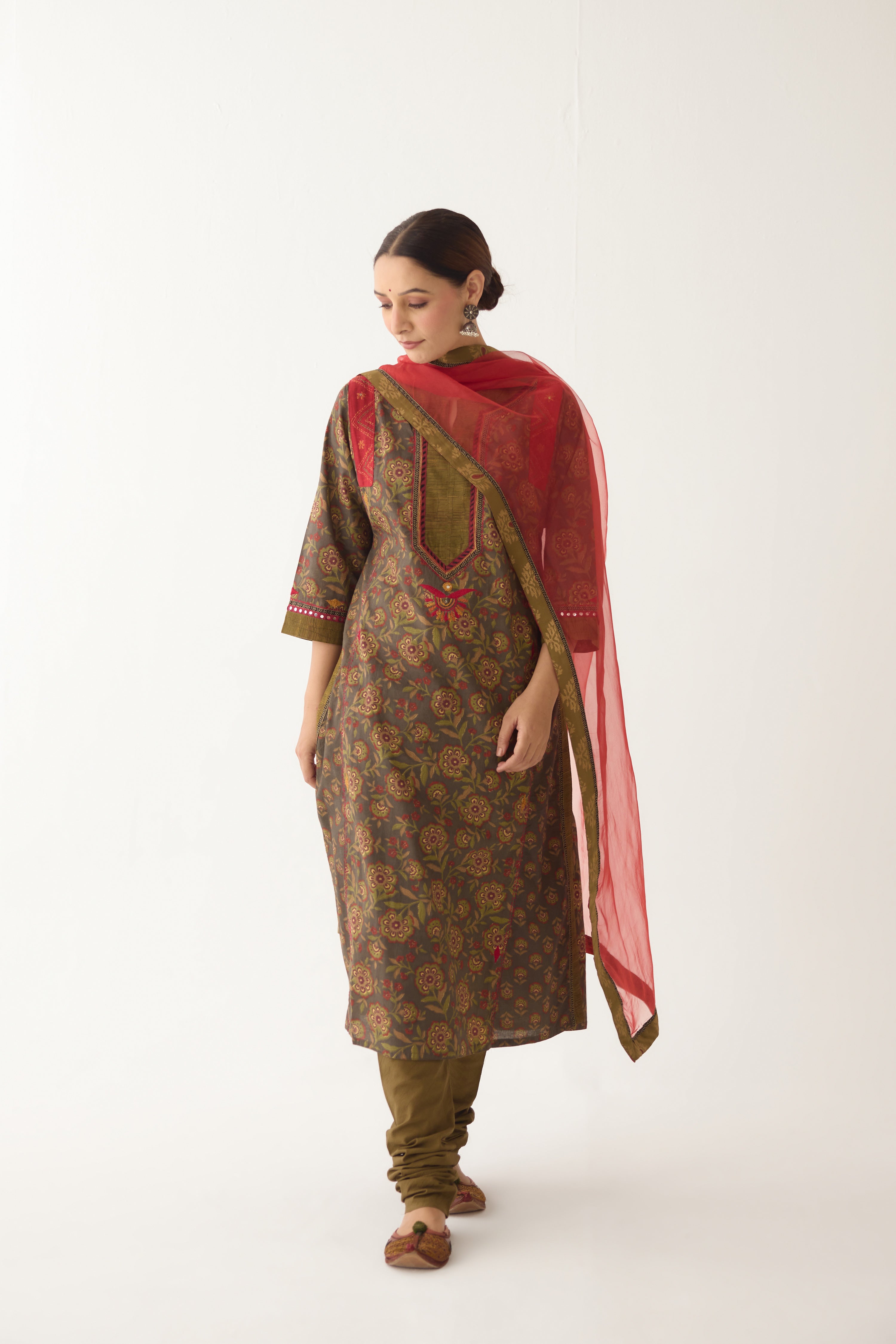 Adara Kurta Green/ Beige (Set of 3) (9996722864427)