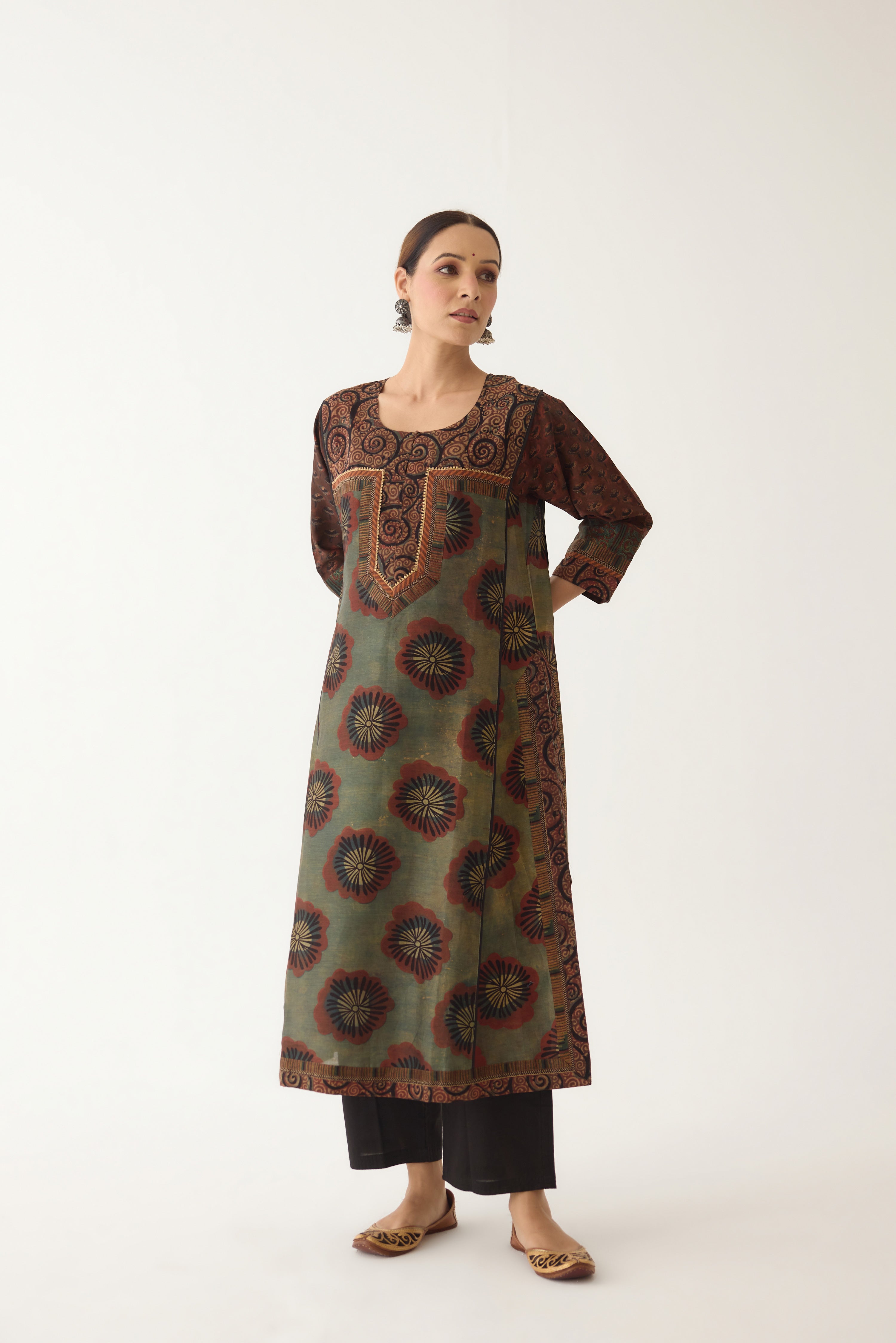 Miran Kurta Green/ Rust (Set of 2) (9997120635179)