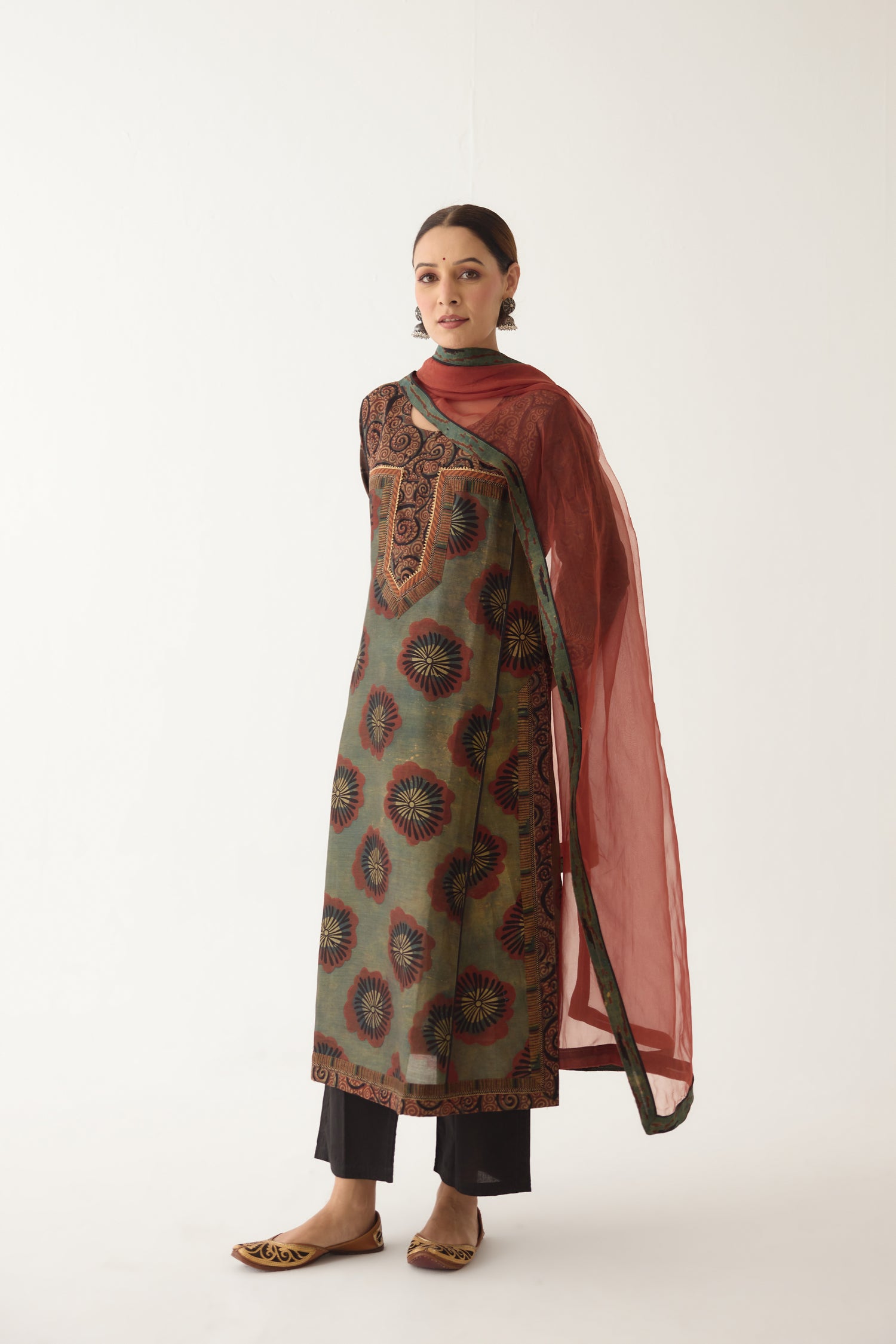 Miran Kurta Green/ Rust (Set of 2) (9997120635179)