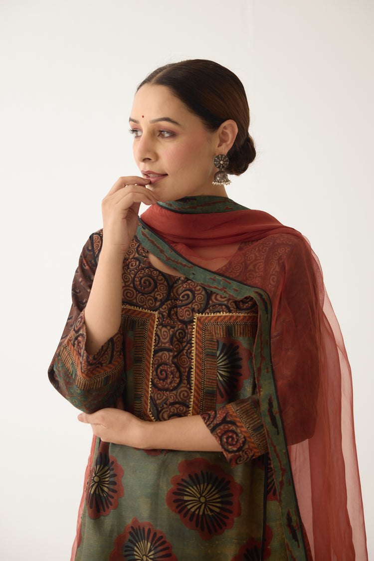 Miran Kurta Green/ Rust (Set of 2) (9997120635179)