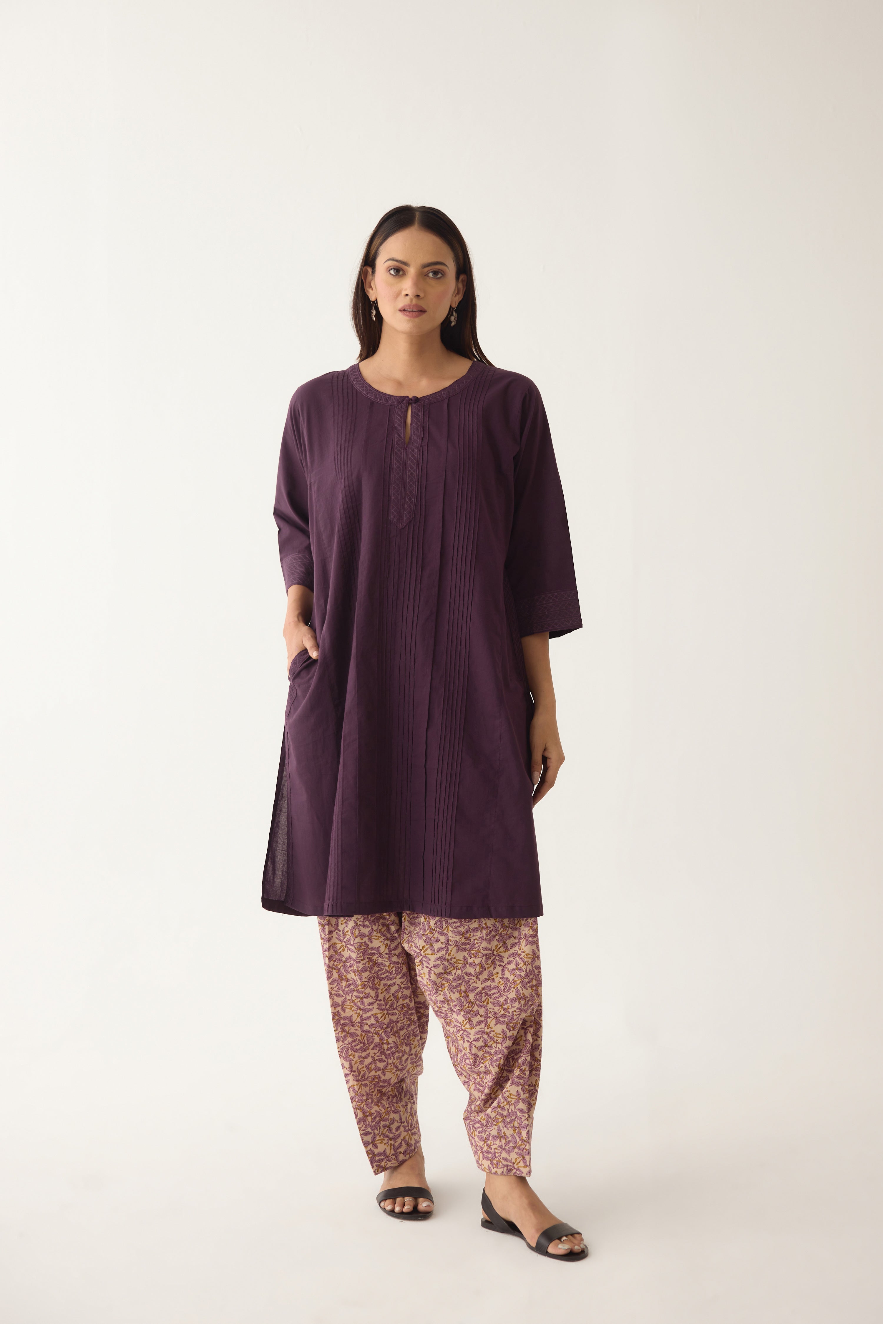 Lavanya Farshi Salwar Off-White Purple (10010152173867)