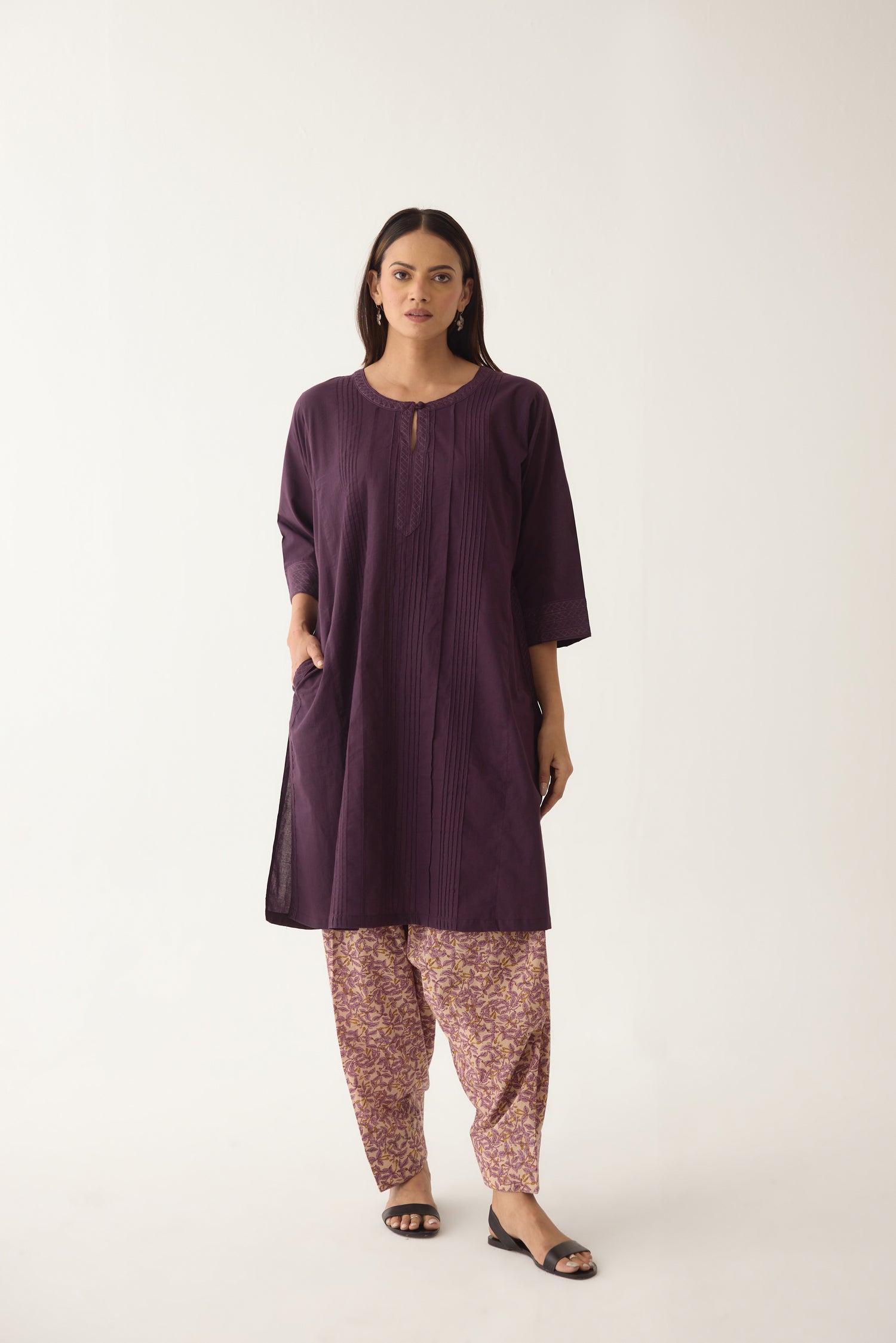 Lavanya Farshi Salwar Off-White Purple (10010152173867)