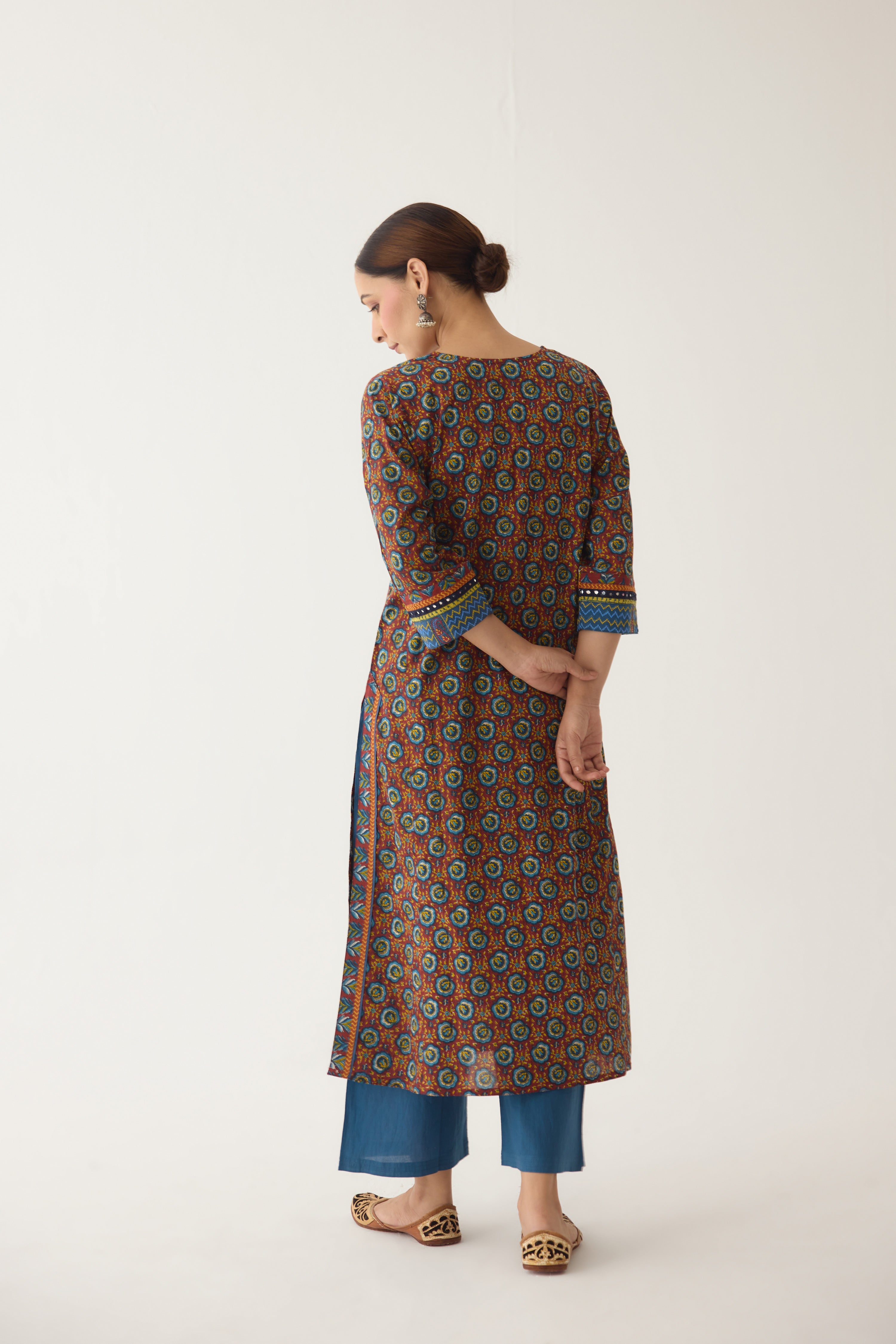 Rozana Kurta Maroon/ Blue (Set of 3) (9996260409643)