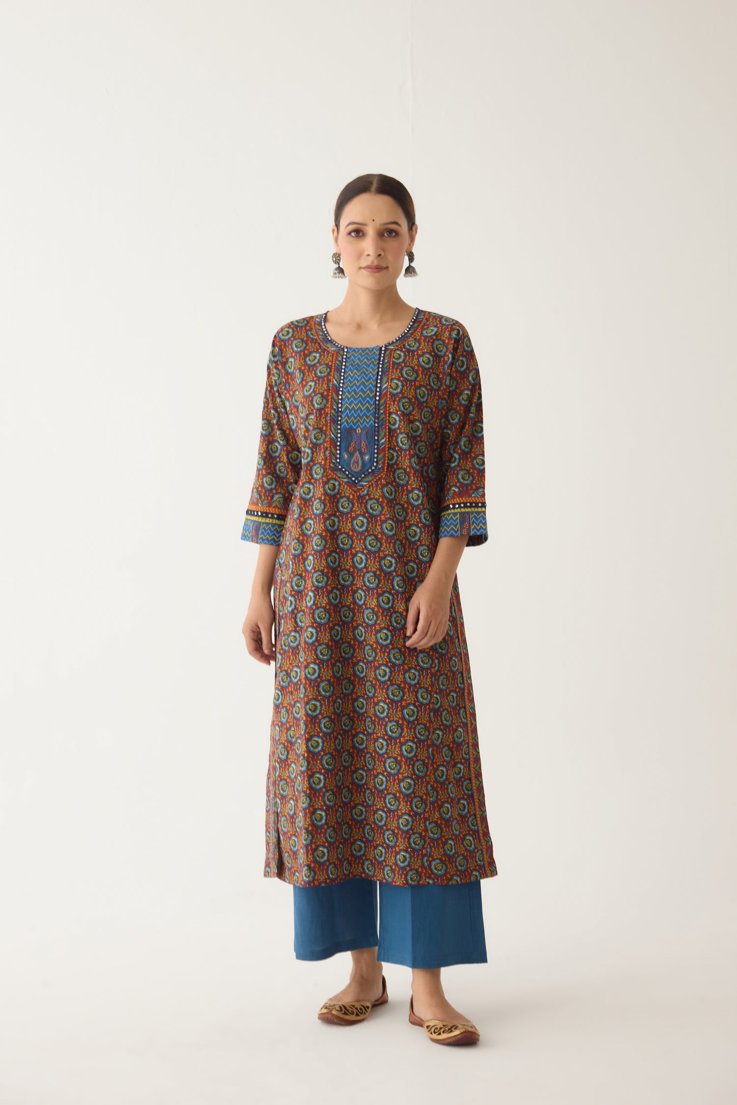 Rozana Kurta Maroon/ Blue (Set of 3) (9996260409643)