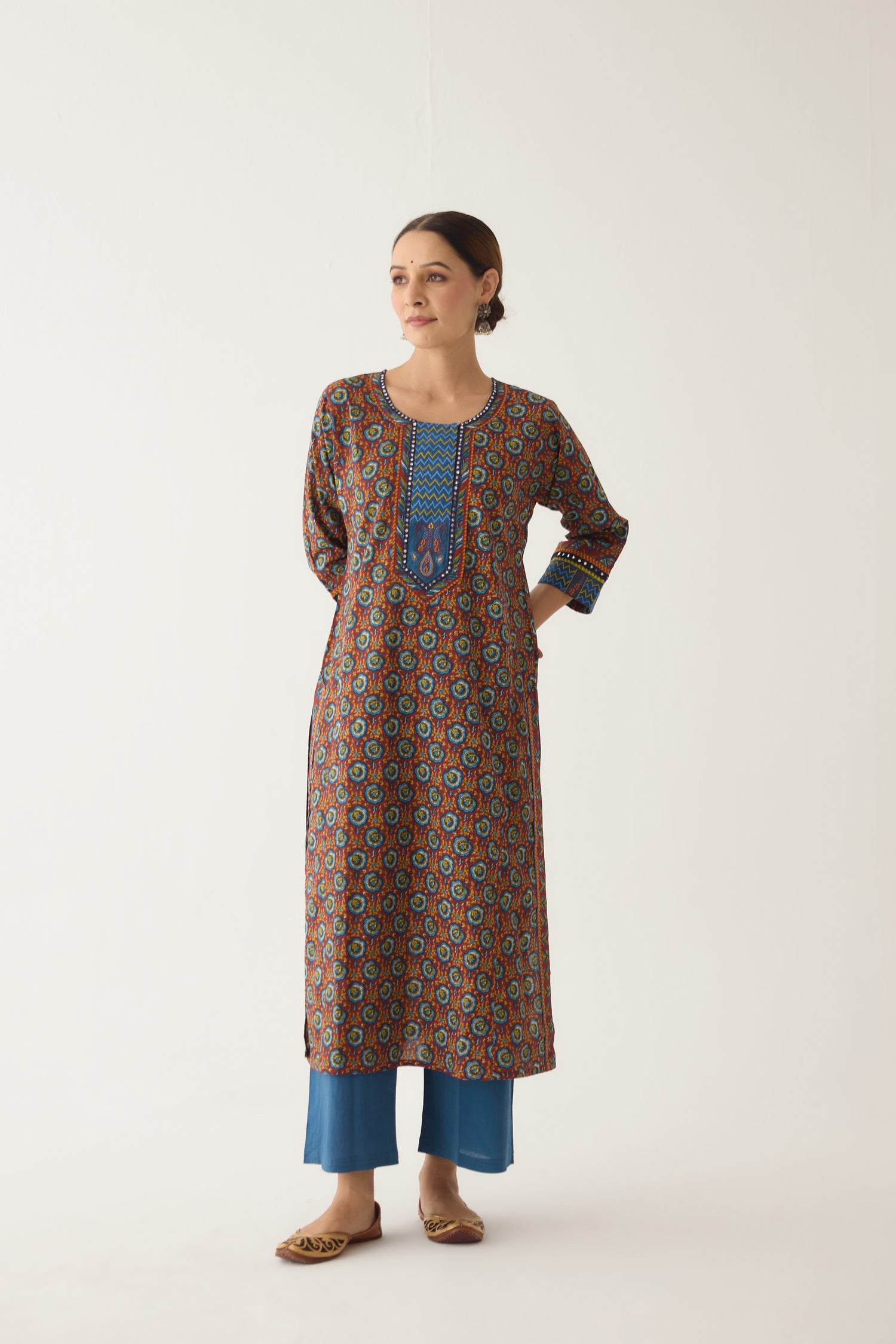 Rozana Kurta Maroon/ Blue (Set of 3) (9996260409643)