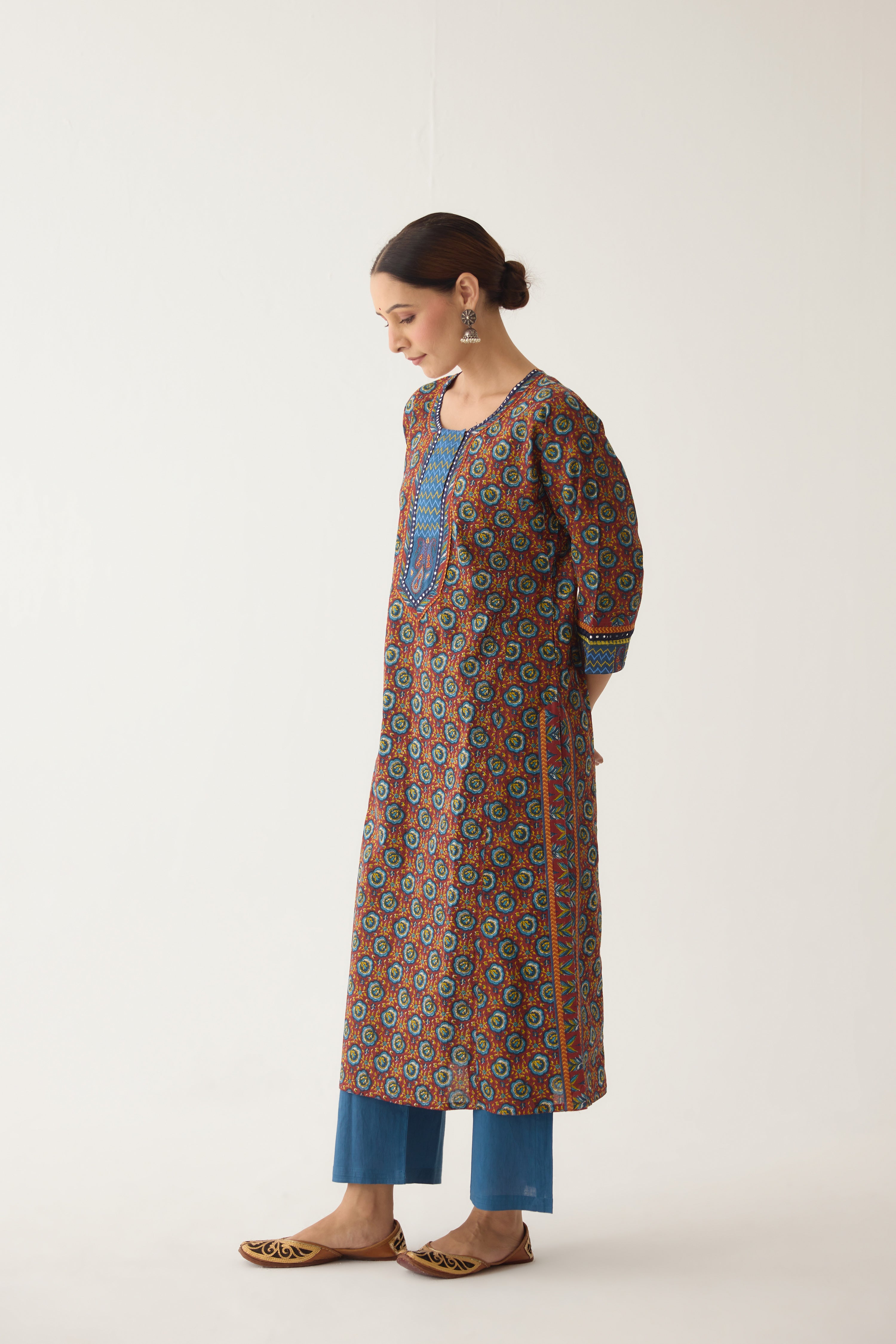 Rozana Kurta Maroon/ Blue (Set of 3) (9996260409643)