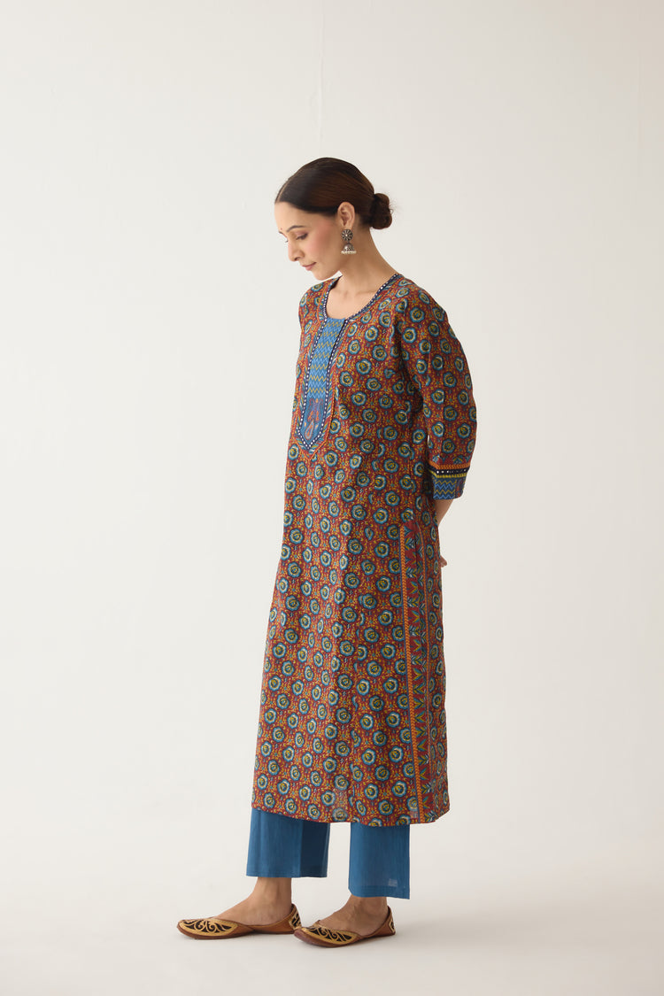 Rozana Kurta Maroon/ Blue (Set of 3) (9996260409643)