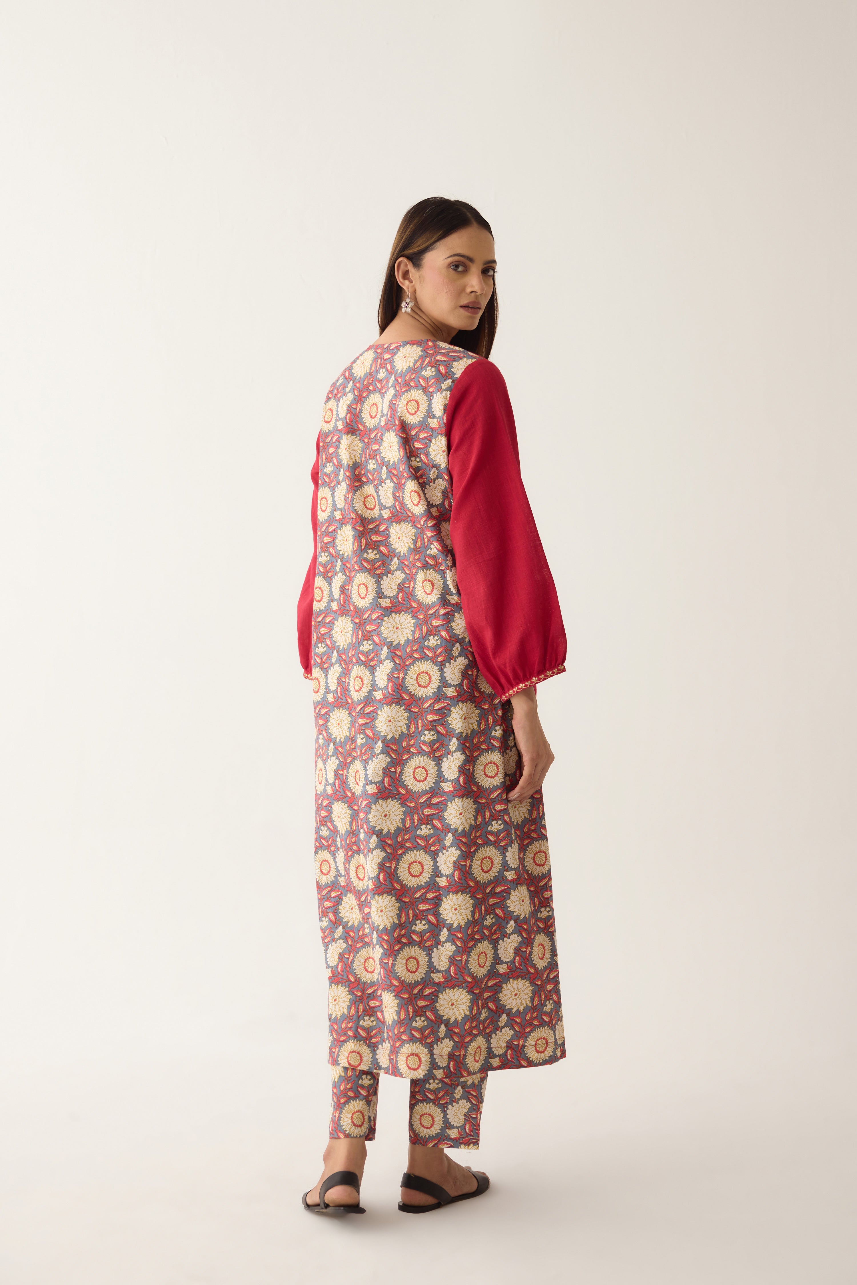 Anaya Hand Embroidered Cotton Slub Co-ord Hot Pink (10003129860395)