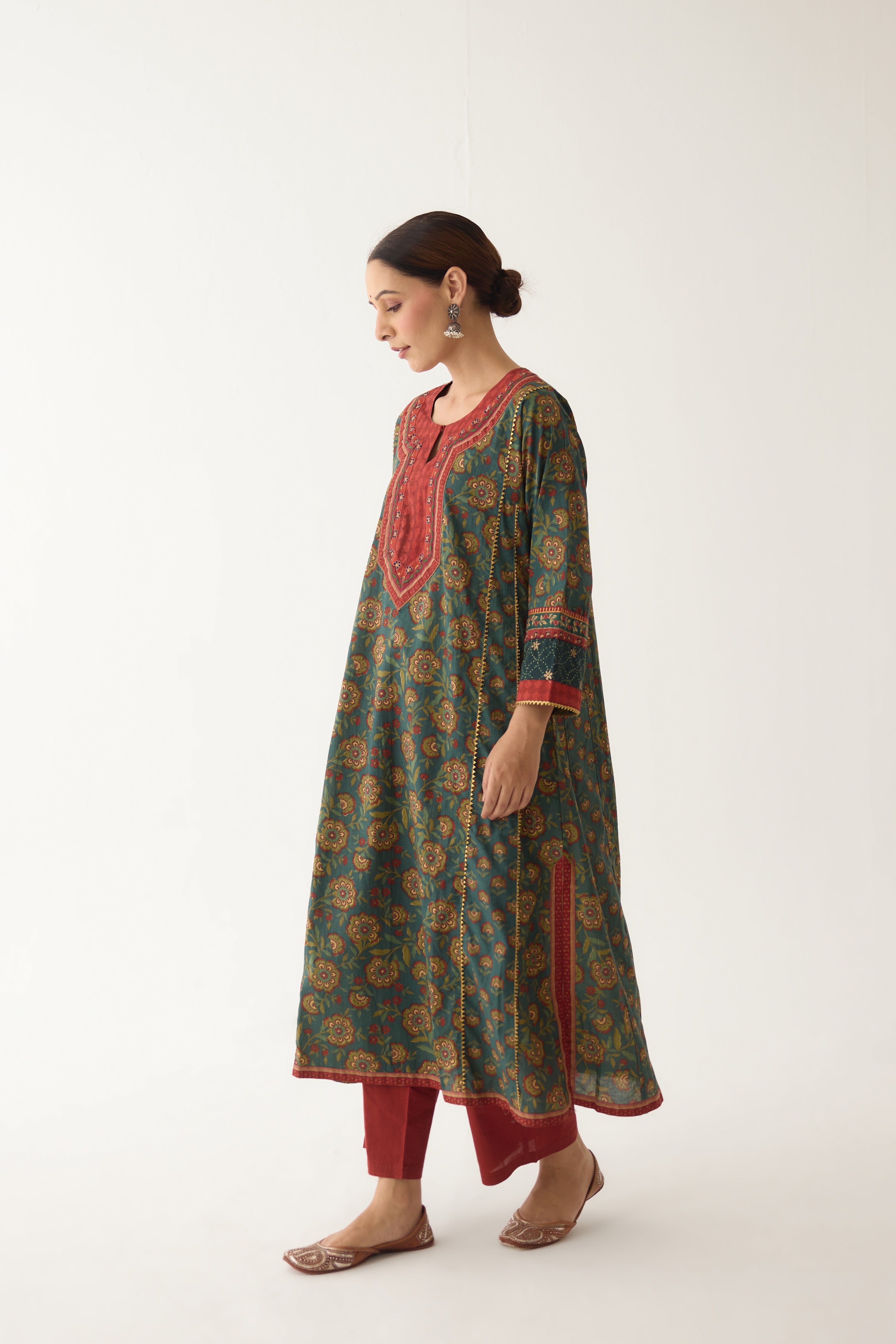 Adya Kurta Teal Green/ Maroon (Set of 3) (9996387090731)