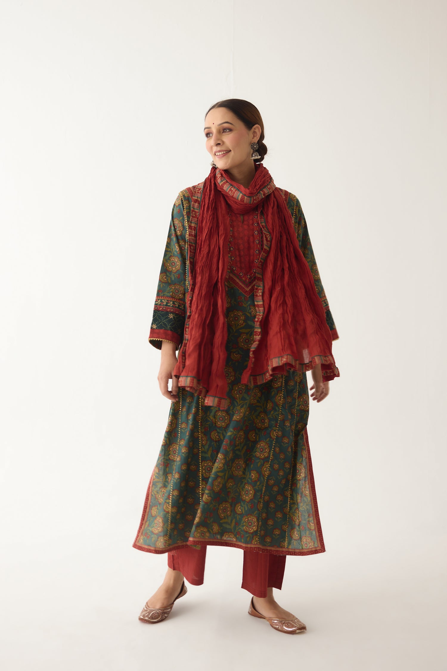 Adya Kurta Teal Green/ Maroon (Set of 3) (9996387090731)