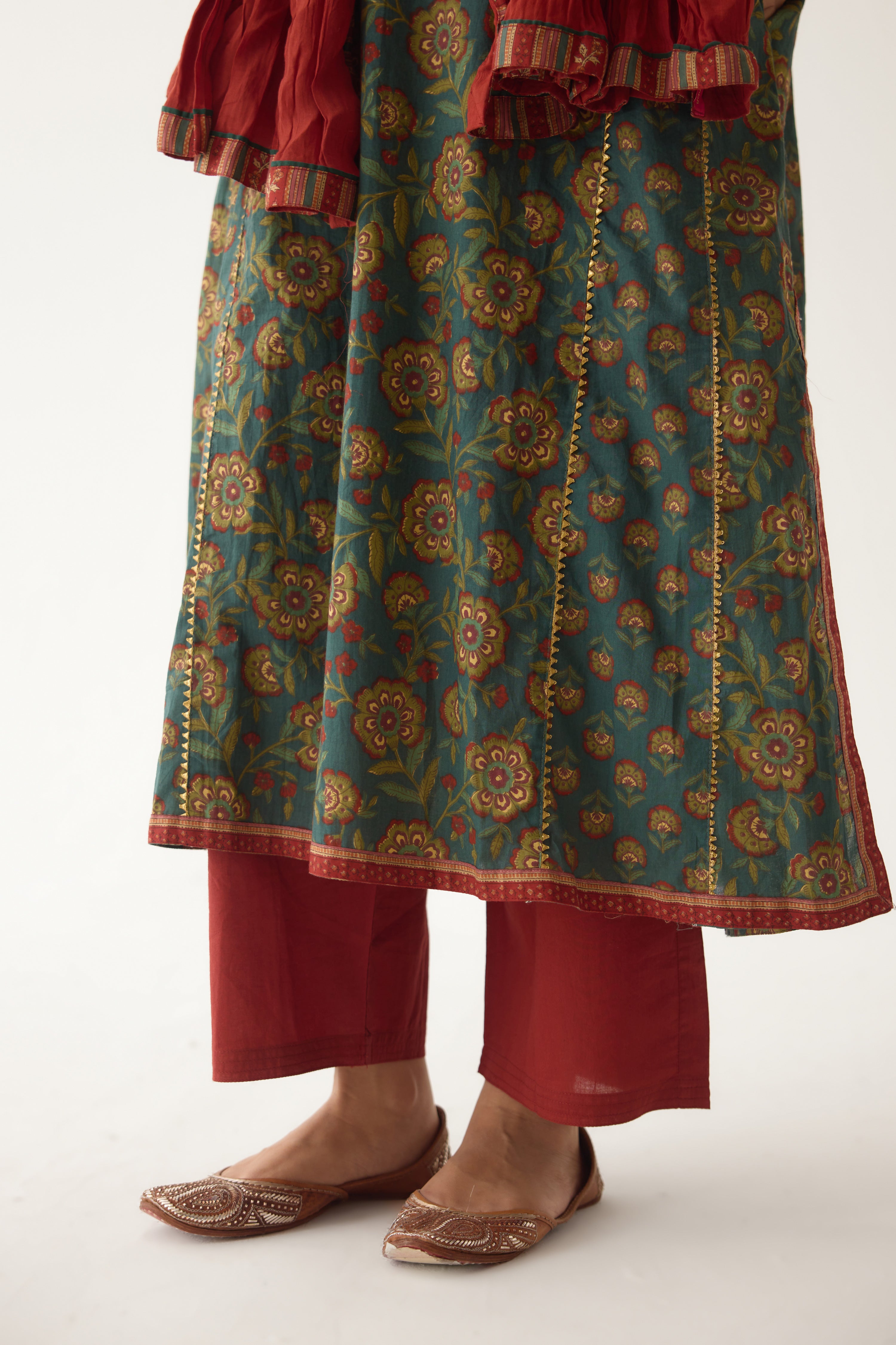 Adya Kurta Teal Green/ Maroon (Set of 3) (9996387090731)