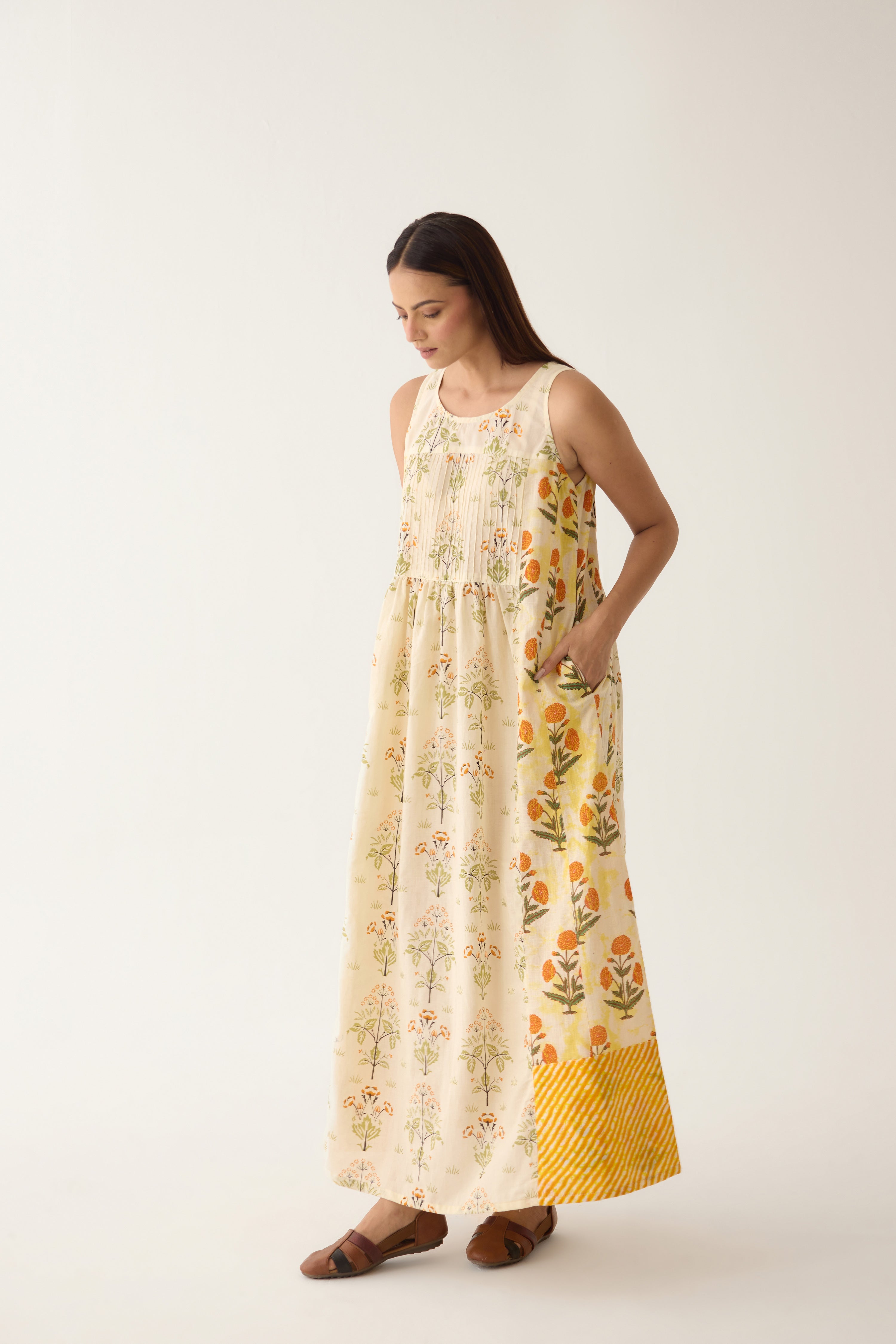 Meera Dress Off White Yellow (10003780862251)