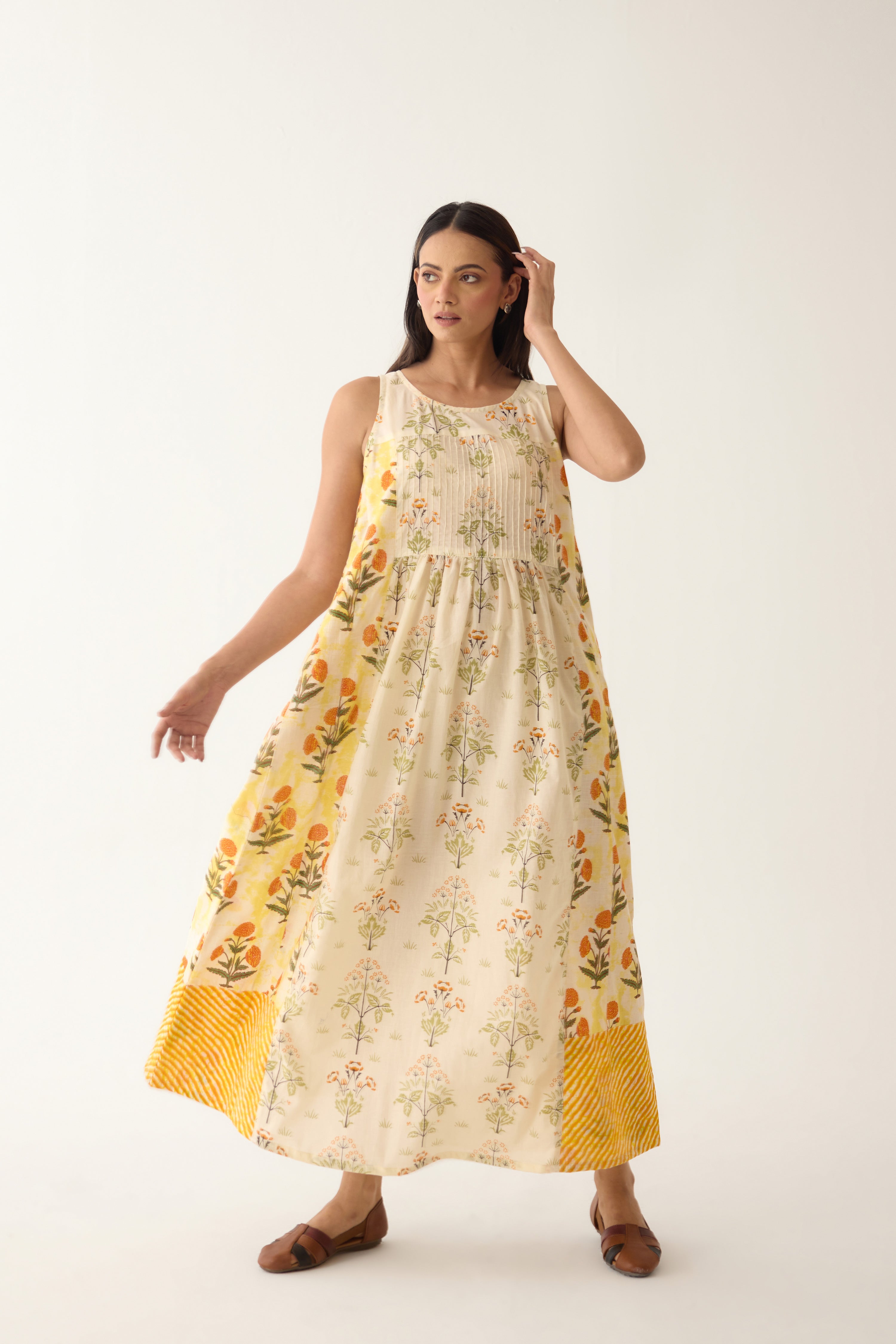 Meera Dress Off White Yellow (10003780862251)