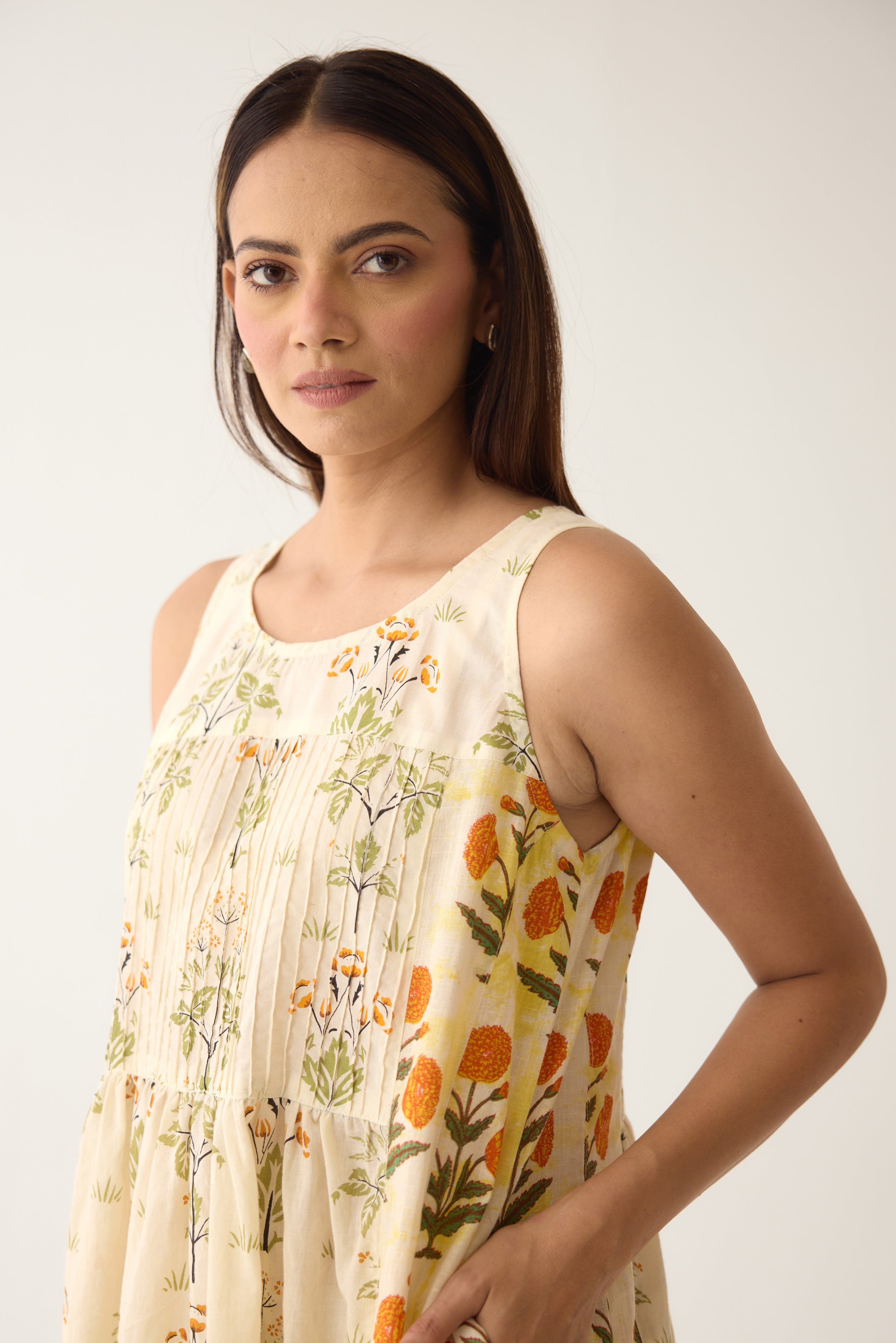 Meera Dress Off White Yellow (10003780862251)