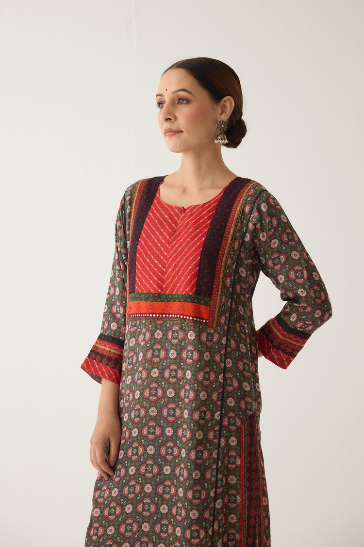 Rozana Kurta Black/ Bottle Green (Set of 2) (9996412420395)