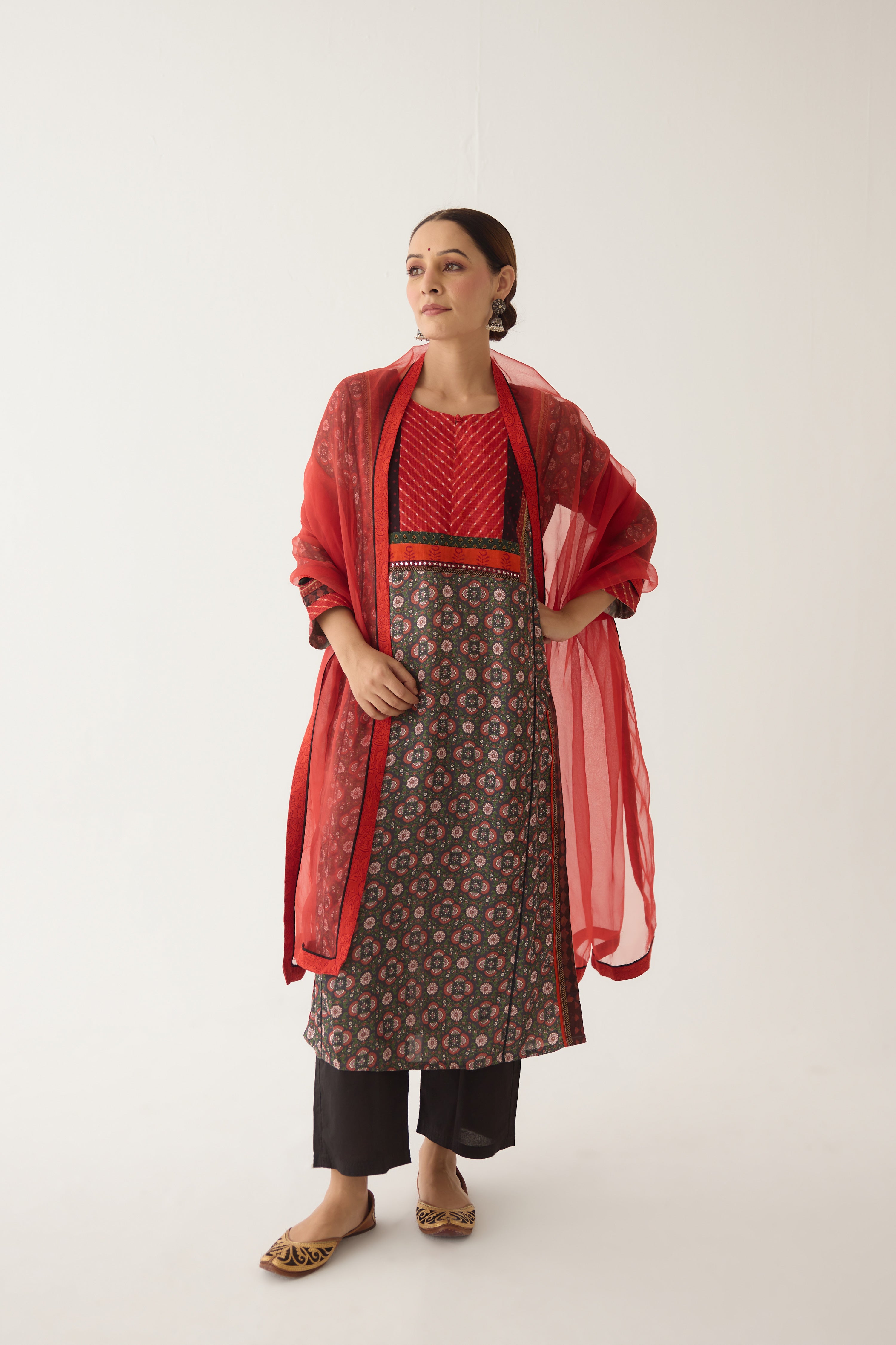 Rozana Kurta Black/ Bottle Green (Set of 2) (9996412420395)