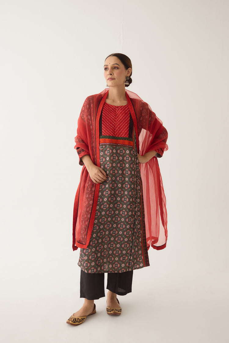 Rozana Kurta Black/ Bottle Green (Set of 2) (9996412420395)