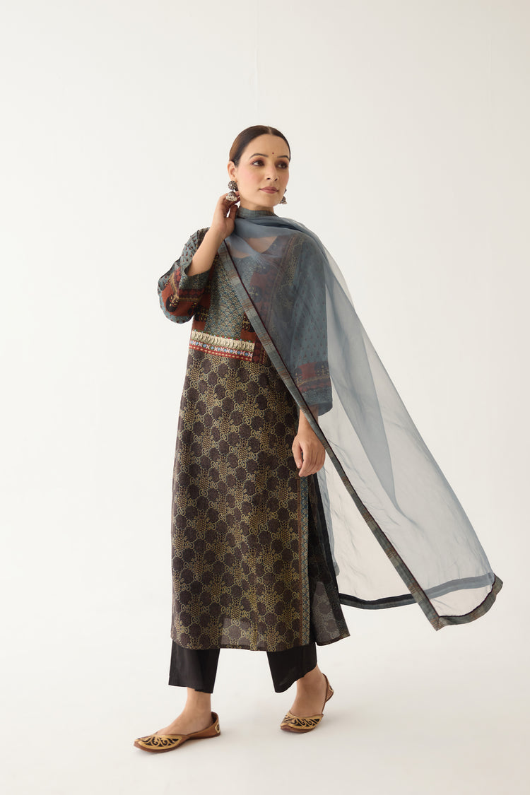 Rozana Kurta Black/ Blue (Set of 2) (9996978127147)