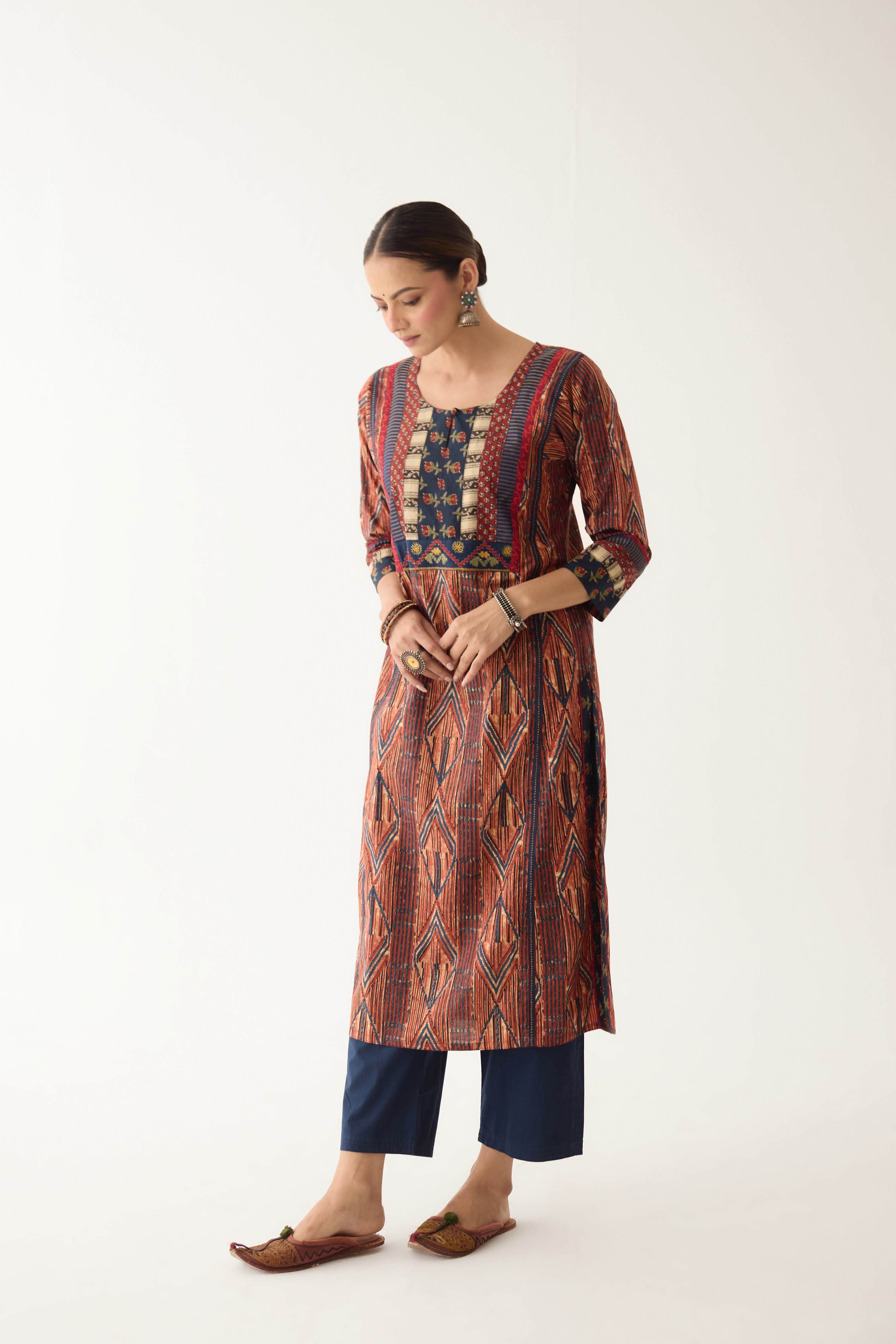 Rozana Kurta Red/ Blue (Set of 3) (9996884640043)