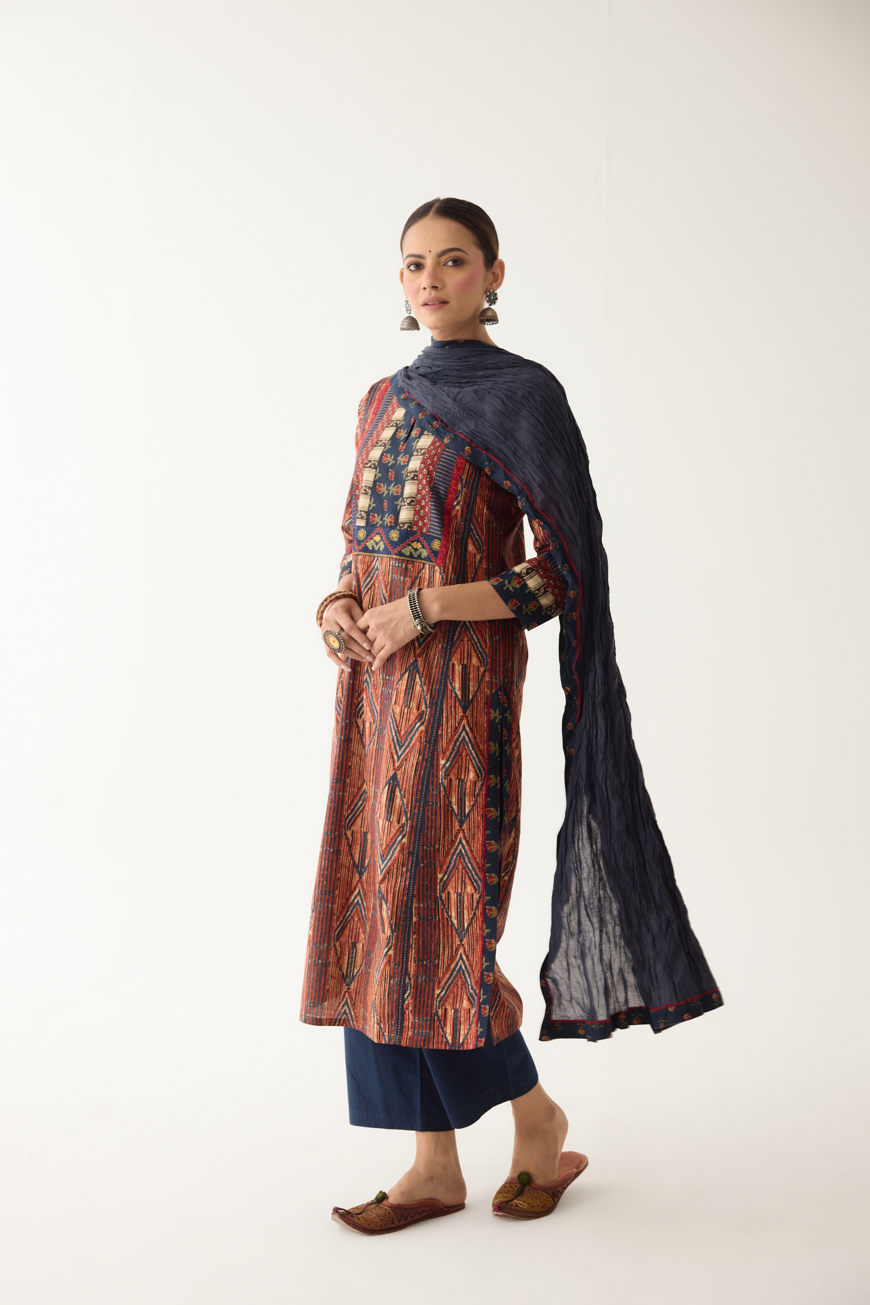 Rozana Kurta Red/ Blue (Set of 3) (9996884640043)