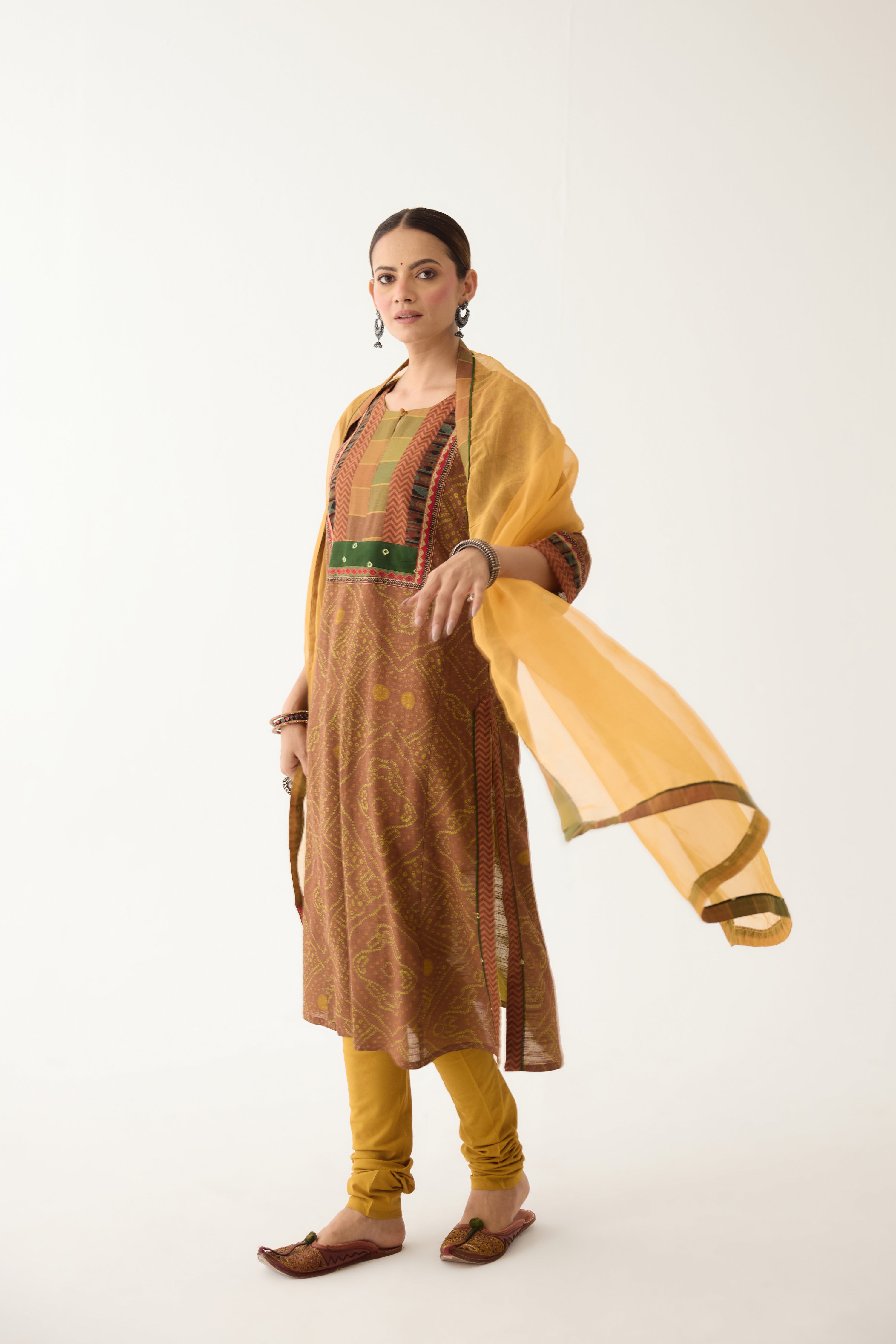 Rozana Kurta Brown/ Green (Set of 3) (9997124370731)