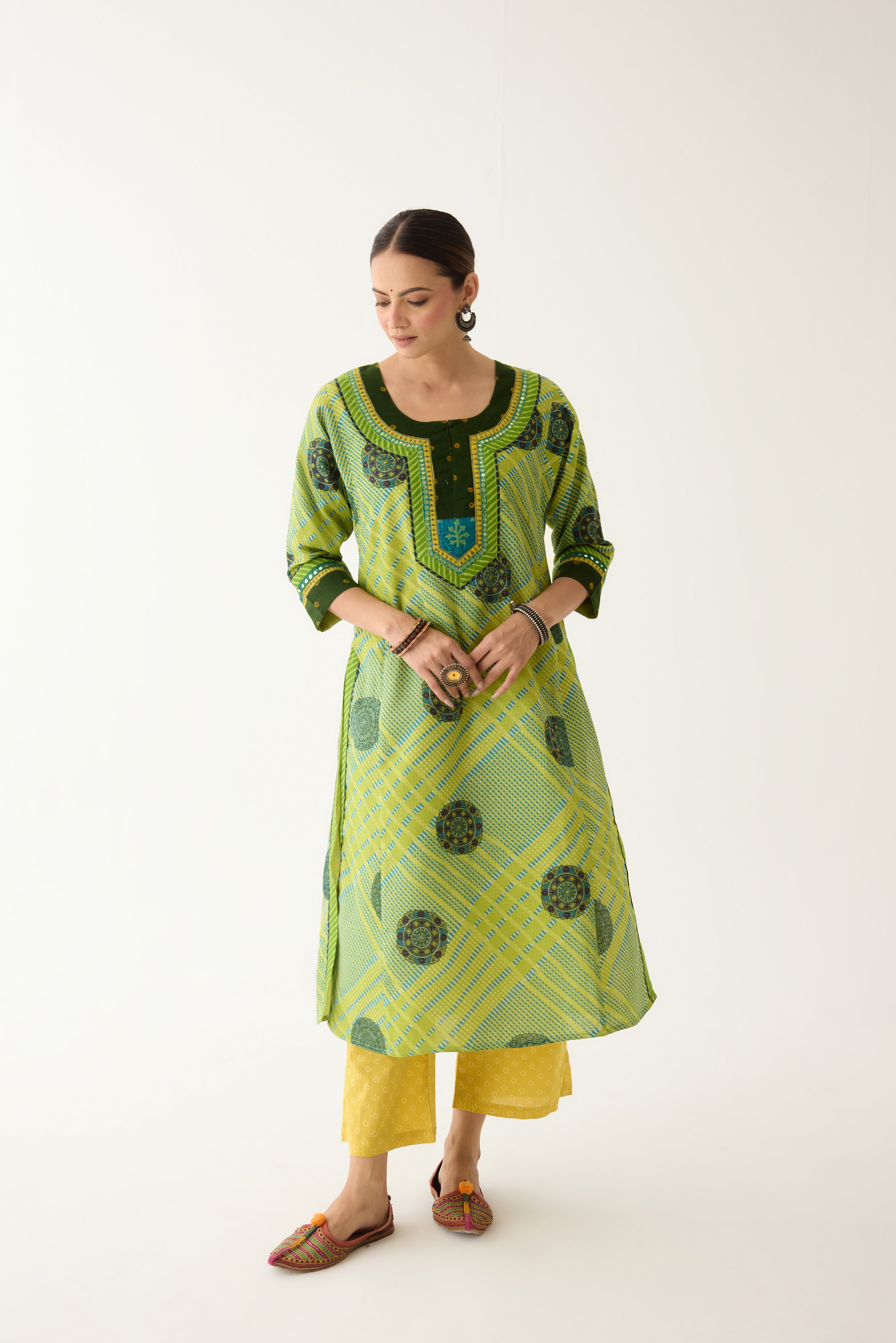 Rozana Kurta Lime Green/ Blue (Set of 2) (9996393546027)