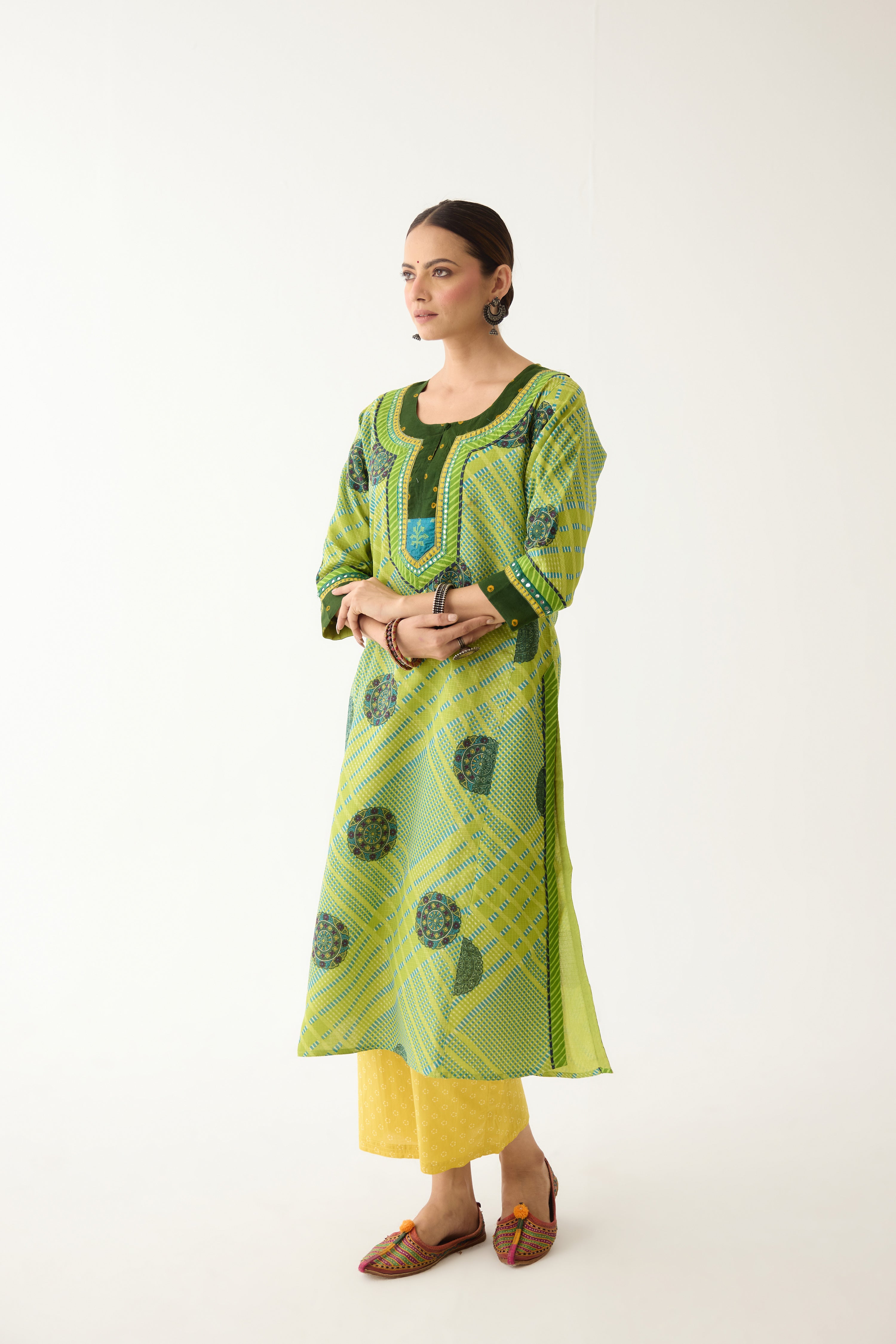 Rozana Kurta Lime Green/ Blue (Set of 2) (9996393546027)