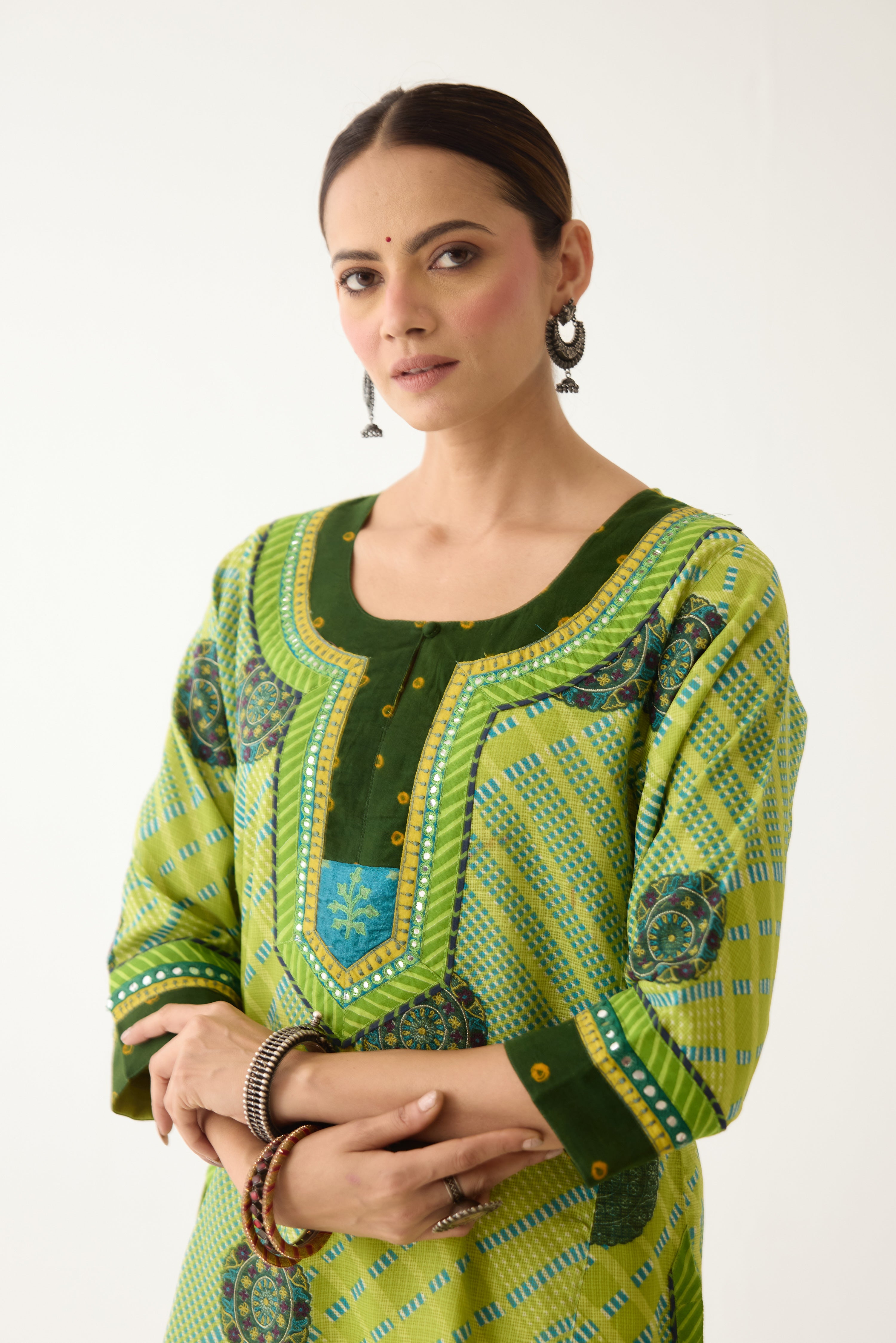 Rozana Kurta Lime Green/ Blue (Set of 2) (9996393546027)
