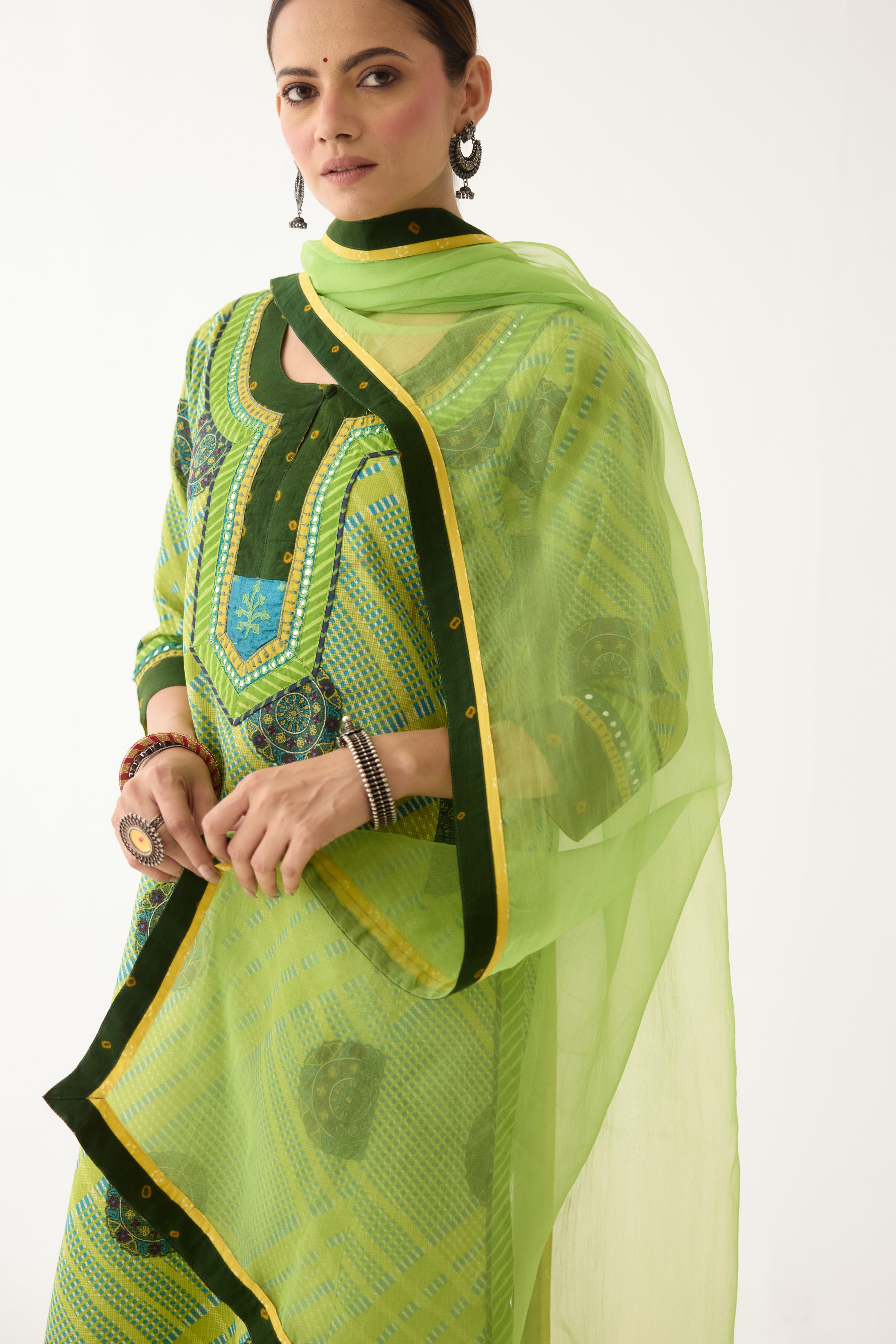 Rozana Kurta Lime Green/ Blue (Set of 2) (9996393546027)