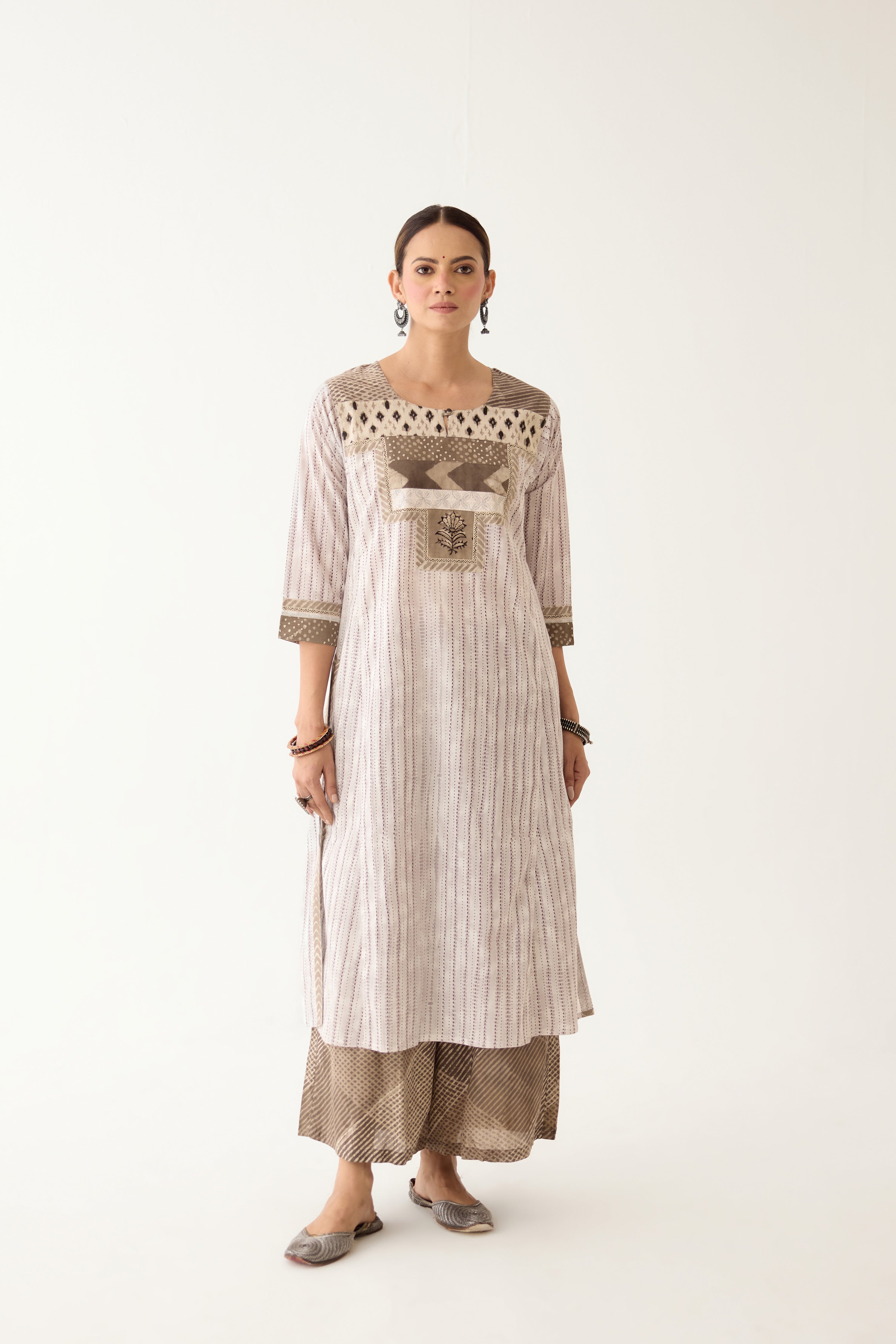 Rozana Kurta Light Grey/ Brown (Set of 3) (9996404293931)